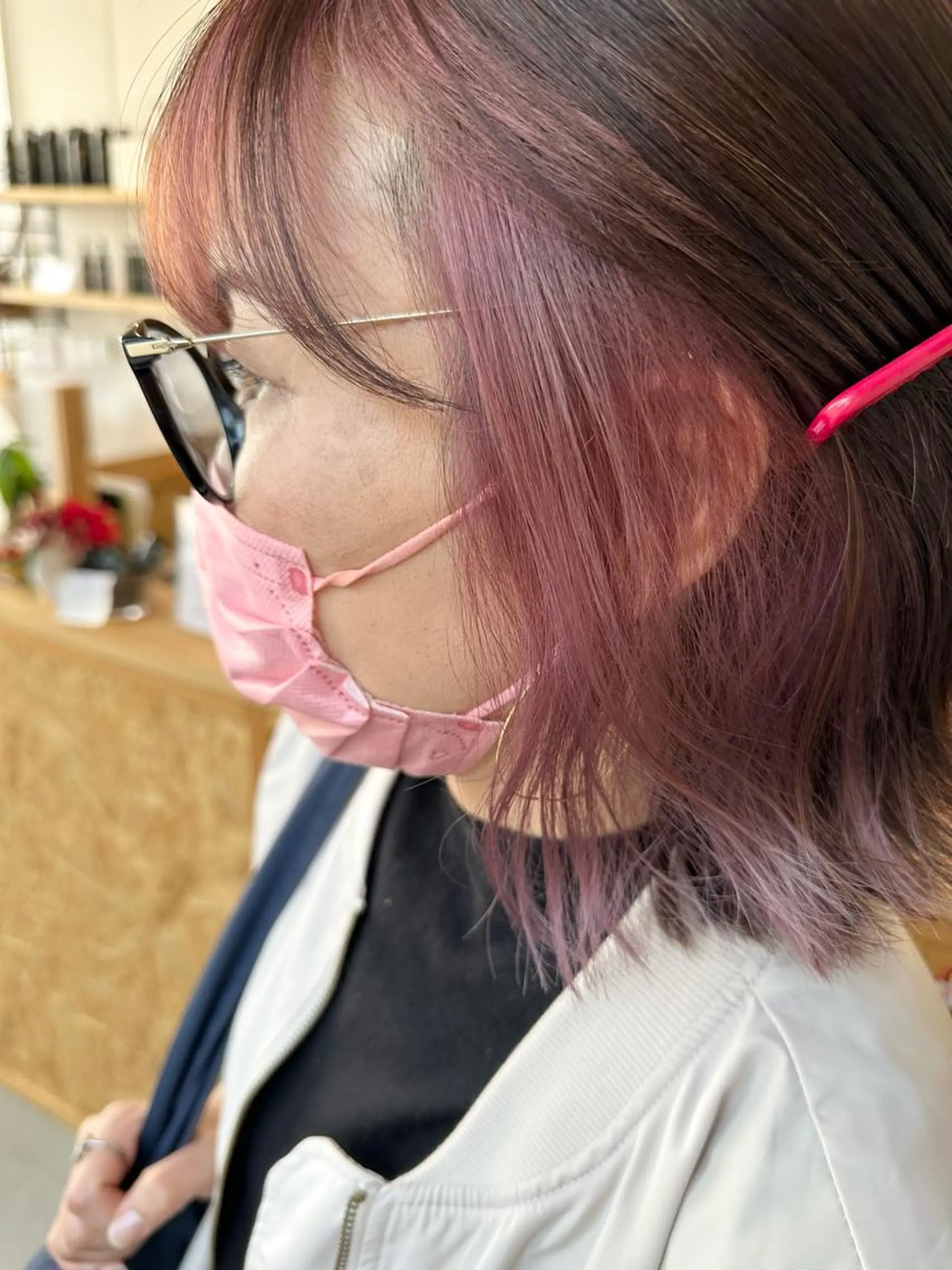 カラー ピンクカラー 松本 莉央のヘアスタイル