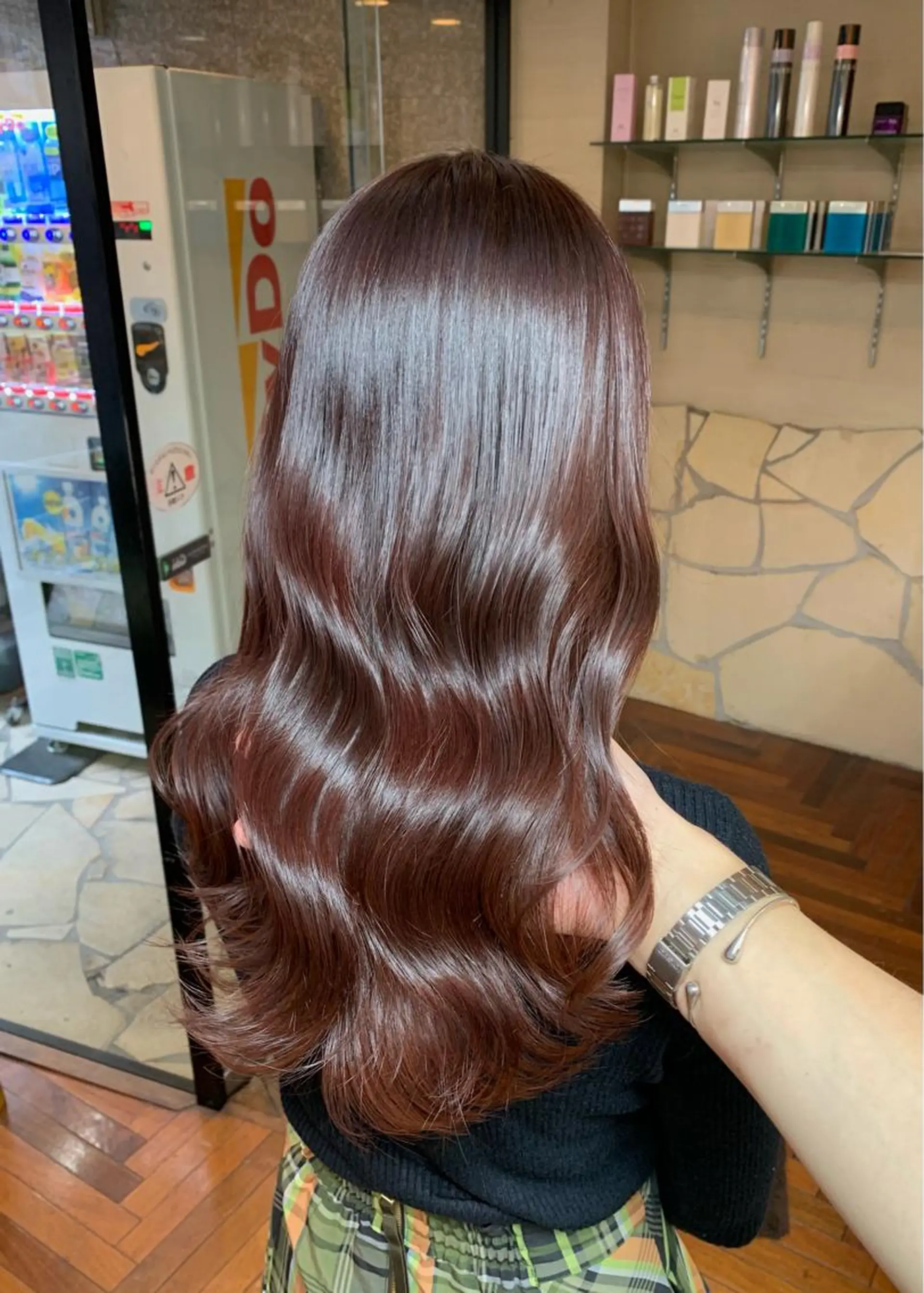 セミロング カラー ブリーチ ブラウンカラー ブリーチなしカラー ピンクカラー ピンクブラウン 矢野 晃平のヘアスタイル