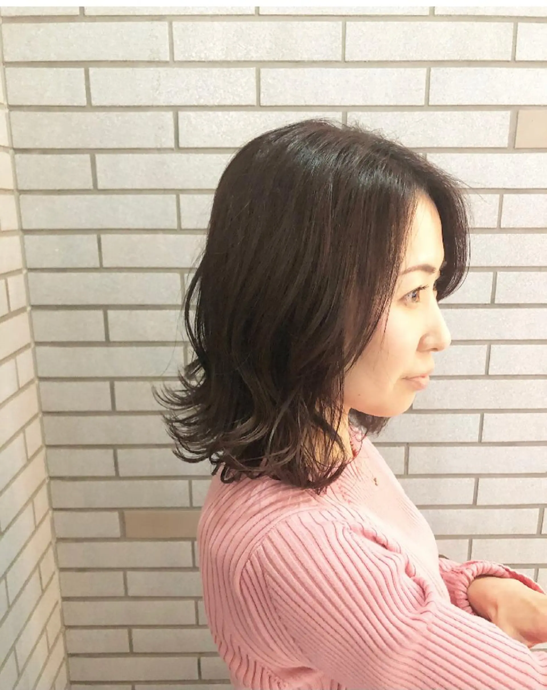 ミディアム カラー ブラウンカラー ハイライトカラー ピンクカラー ピンクブラウン ボブ 中村 よしひでのヘアスタイル