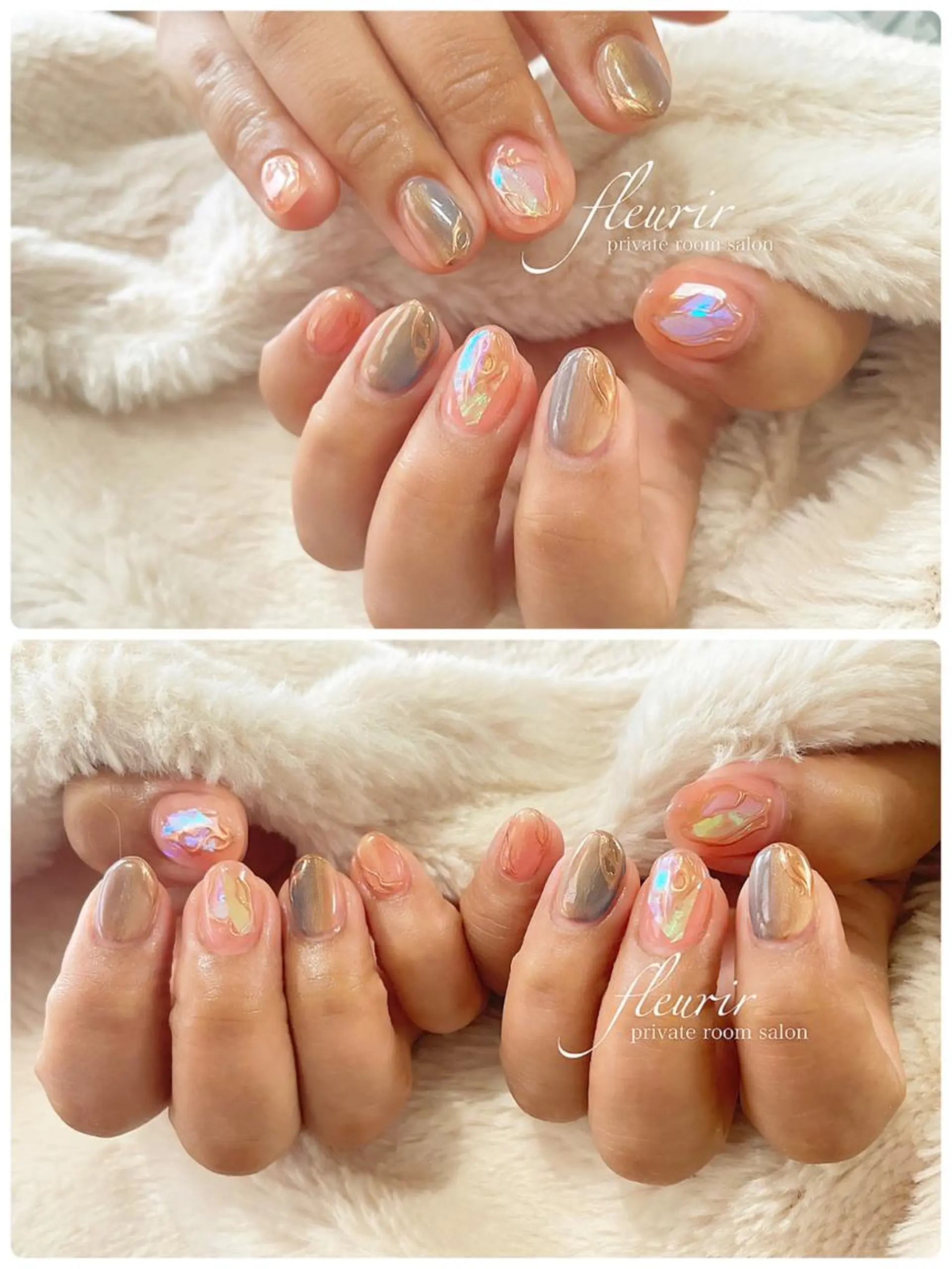 ネイル オーロラネイル ニュアンスネイル フルリール 【プライベートサロンのネイルデザイン