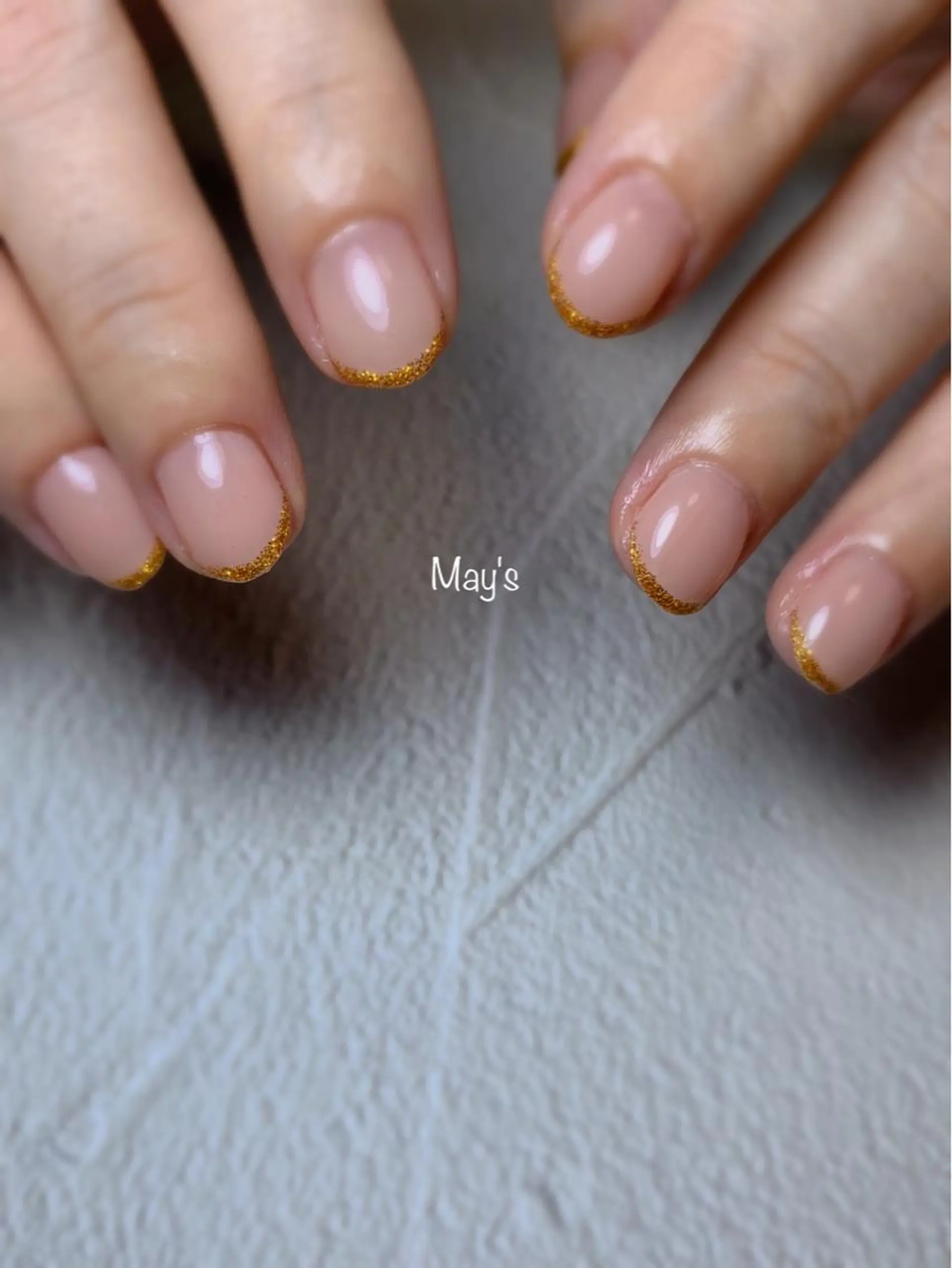 ネイル フレンチネイル ゴールド ピンク ピンクベージュ nail salon May'sのネイルデザイン
