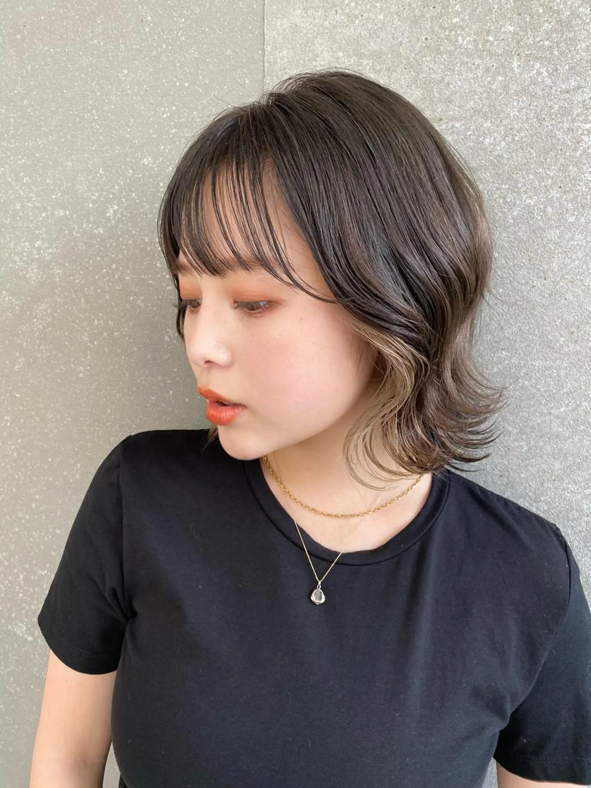 ミディアム カラー インナーカラー ボブ くびれヘア 渋谷/ボブ×髪質改善 輝来のヘアスタイル