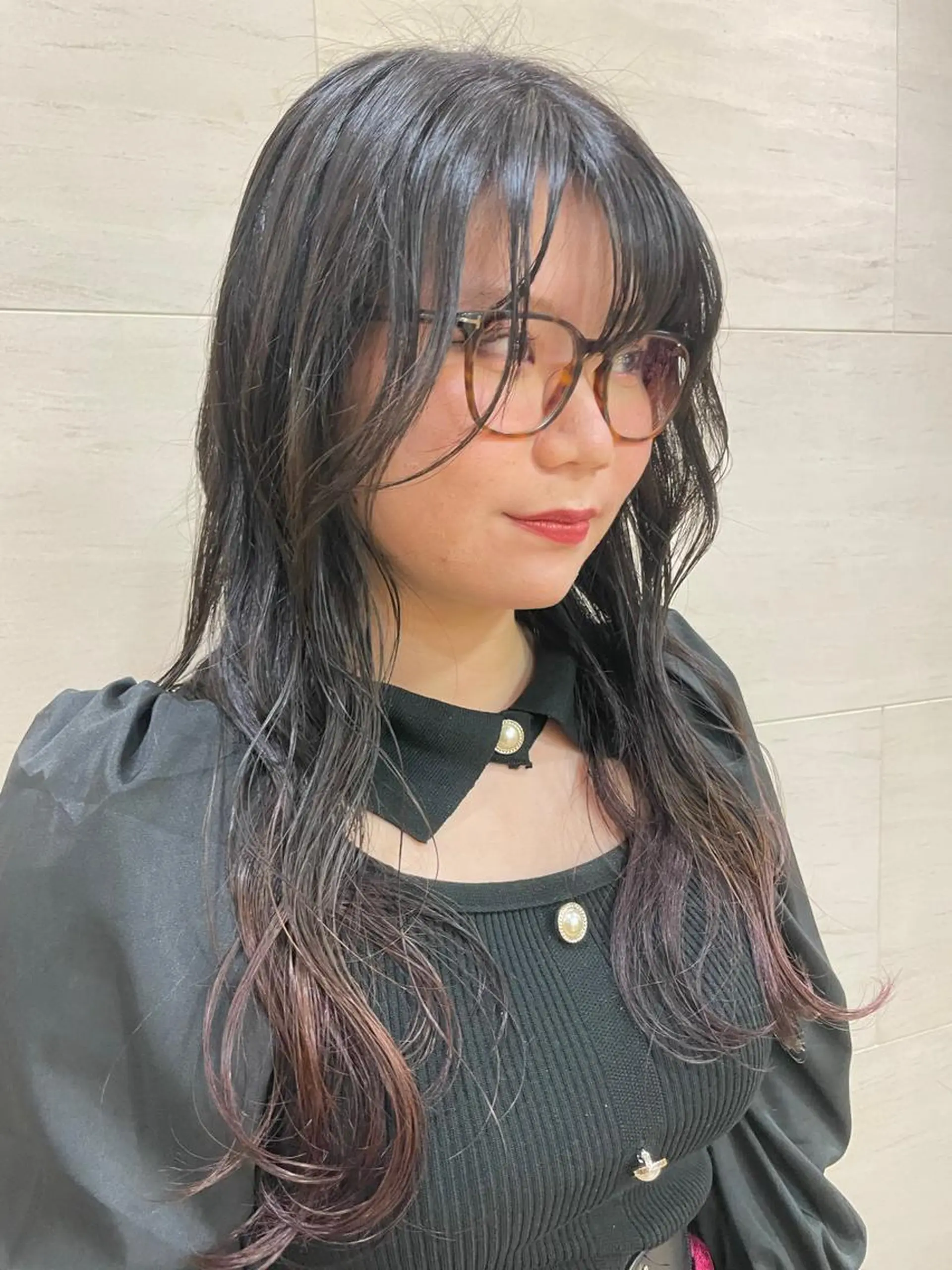 ミディアム カラー ハイトーン/暖色/ 眉/メイク/Rinaのヘアスタイル