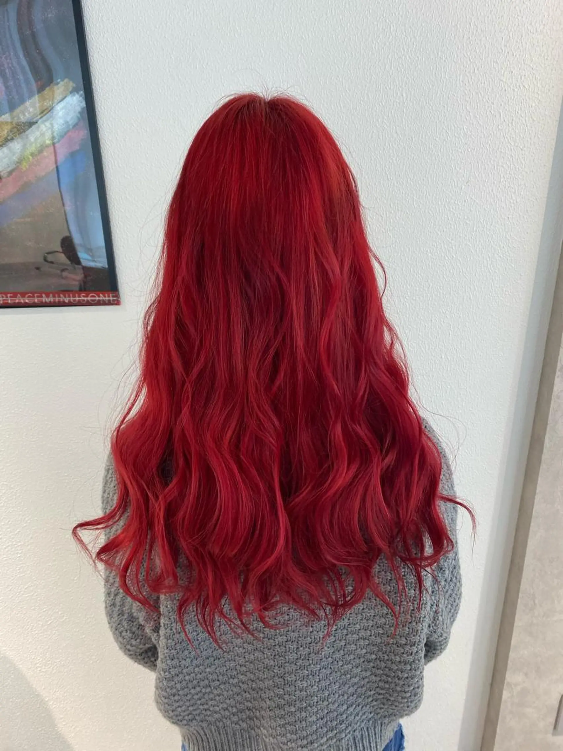 ロング カラー パーマ ヘアアレンジ メンズ キッズ ネイル マツエク・マツパ レッドカラー 赤色 ヘアカラー セレーネ心斎橋店 SHINTANIのヘアスタイル