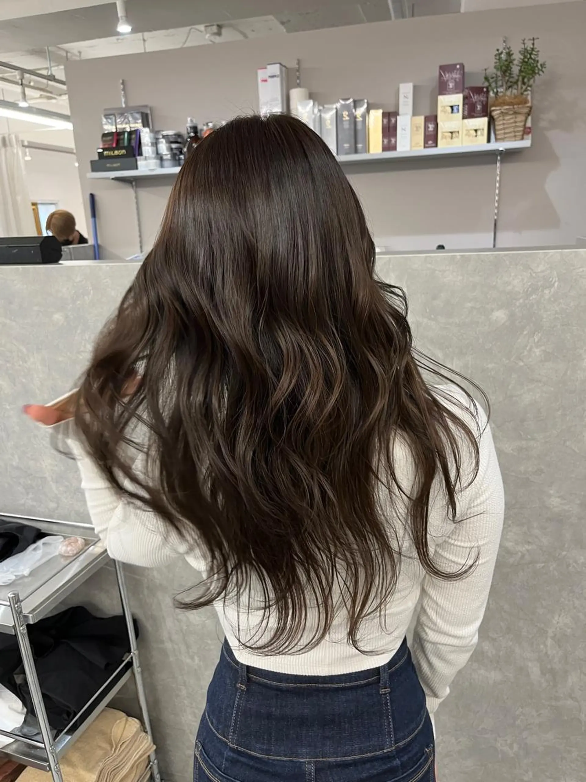 ロング カラー アッシュ アッシュグレー アッシュグレージュ グレージュ グレージュ/透け感 カラー/透明感カラーのヘアスタイル