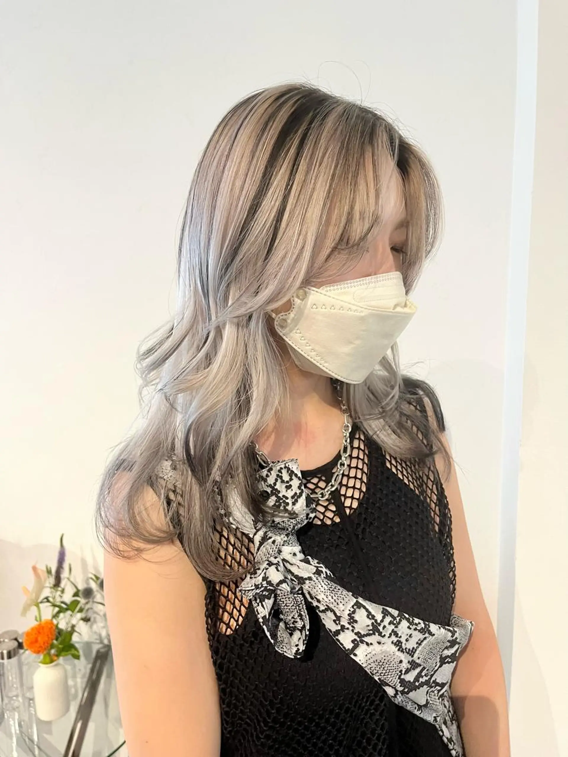 ロング カラー ブリーチ ブロンド ダブルカラー ホワイトブロンド レイヤーカット カット ヘアカラー ショート/パーマ/ カラー/FUKOのヘアスタイル