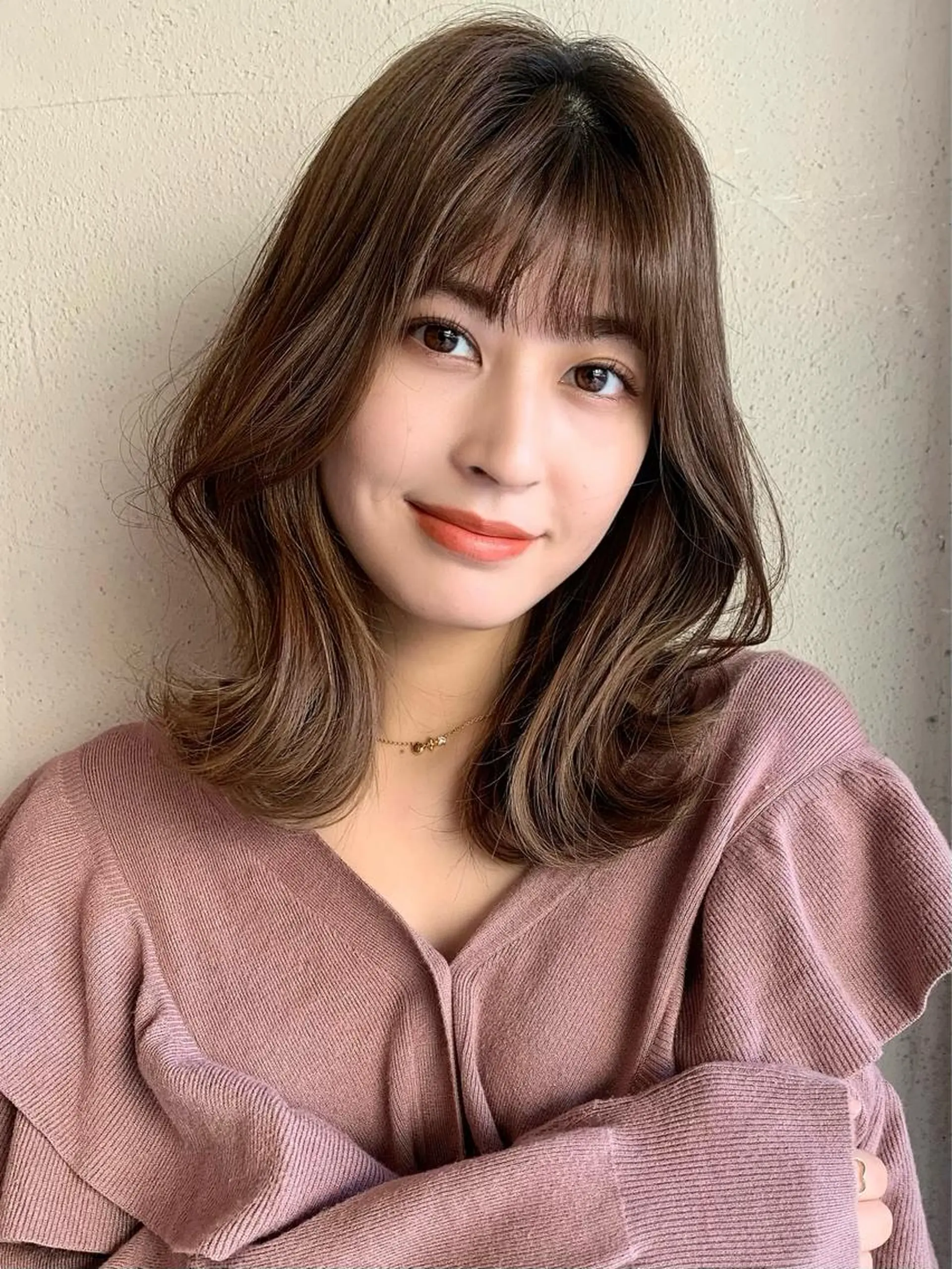 セミロング カラー 透明感/オリーブ/ グレージュ/YUKAのヘアスタイル