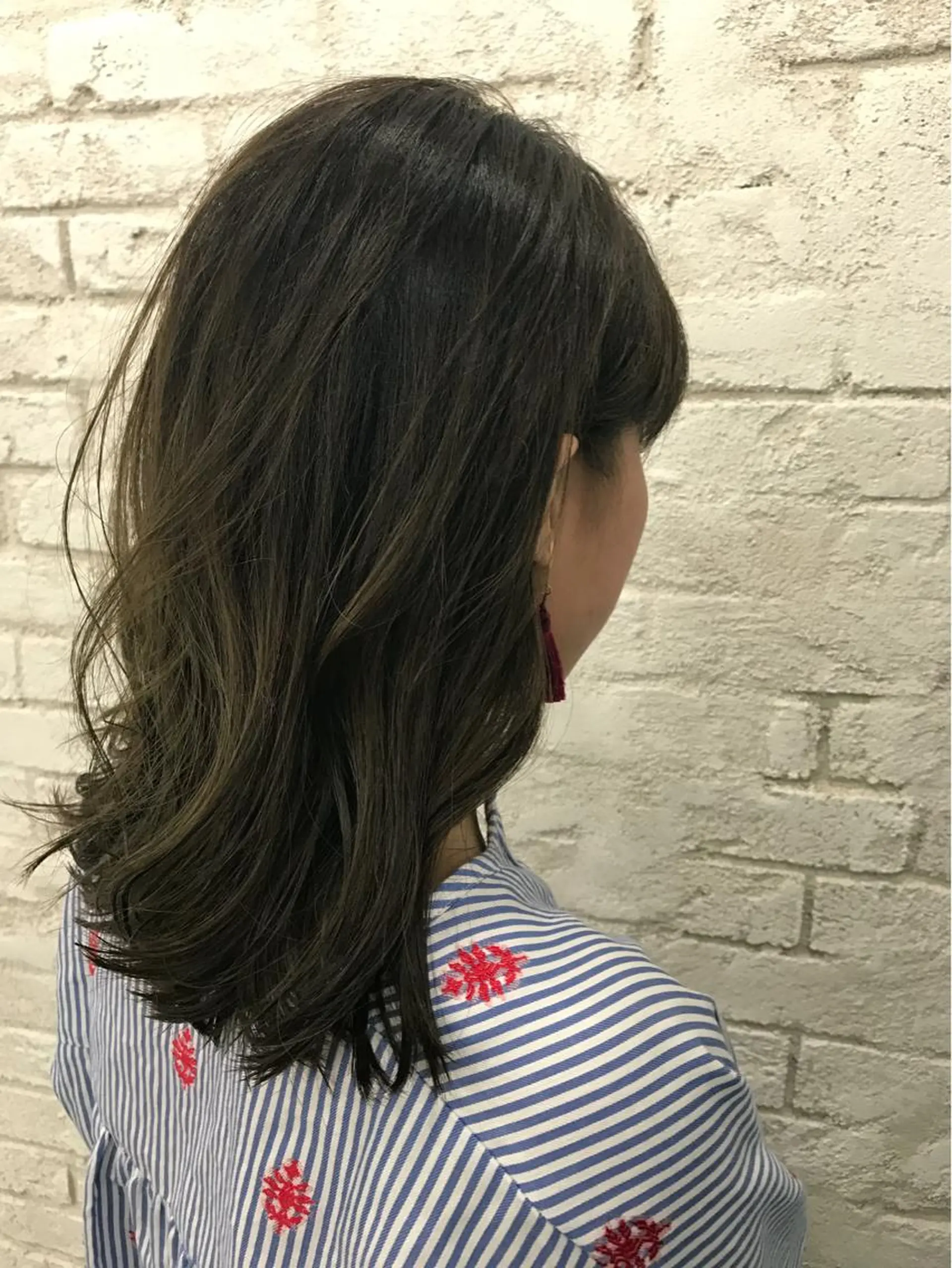 セミロング カラー パーマ ヘアアレンジ 韓国ヘア✨グレージュ カラーasamiのヘアスタイル