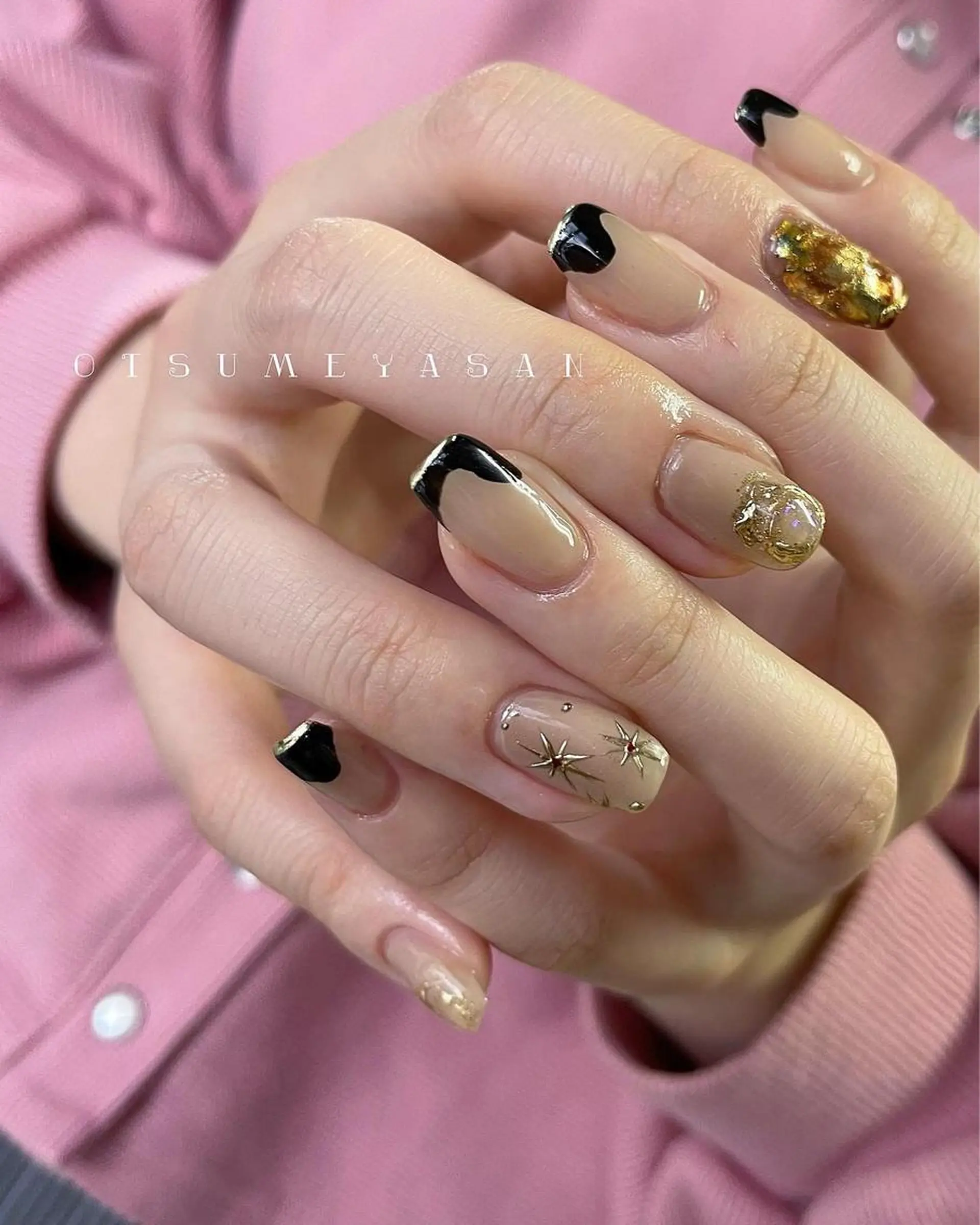 ネイル フレンチネイル ジェルネイル ゴールド 韓国ネイル ミラーネイル わたなべ ちかのネイルデザイン