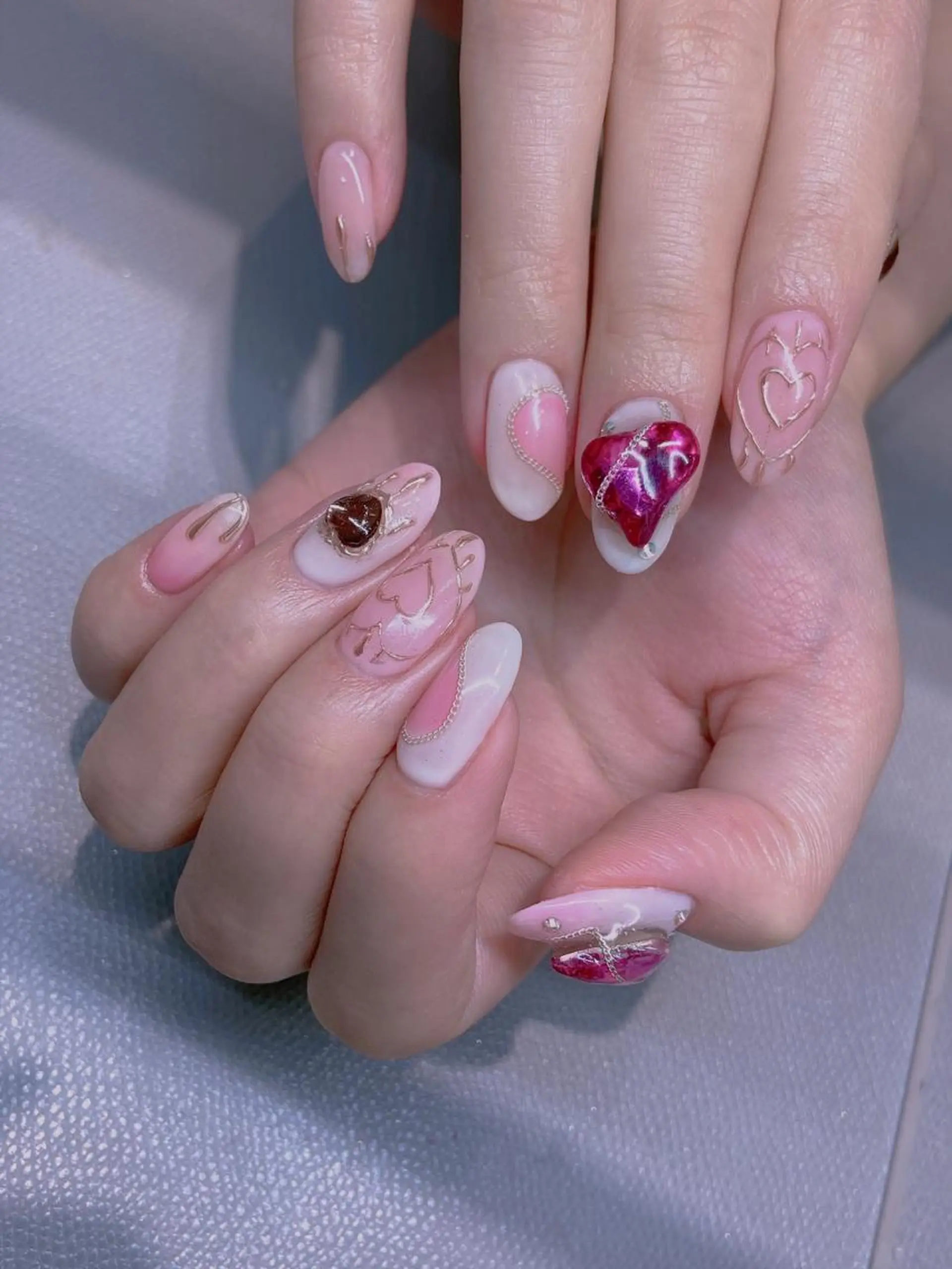 ネイル ストーンネイル 長さだし専門店 M2　rikaのネイルデザイン