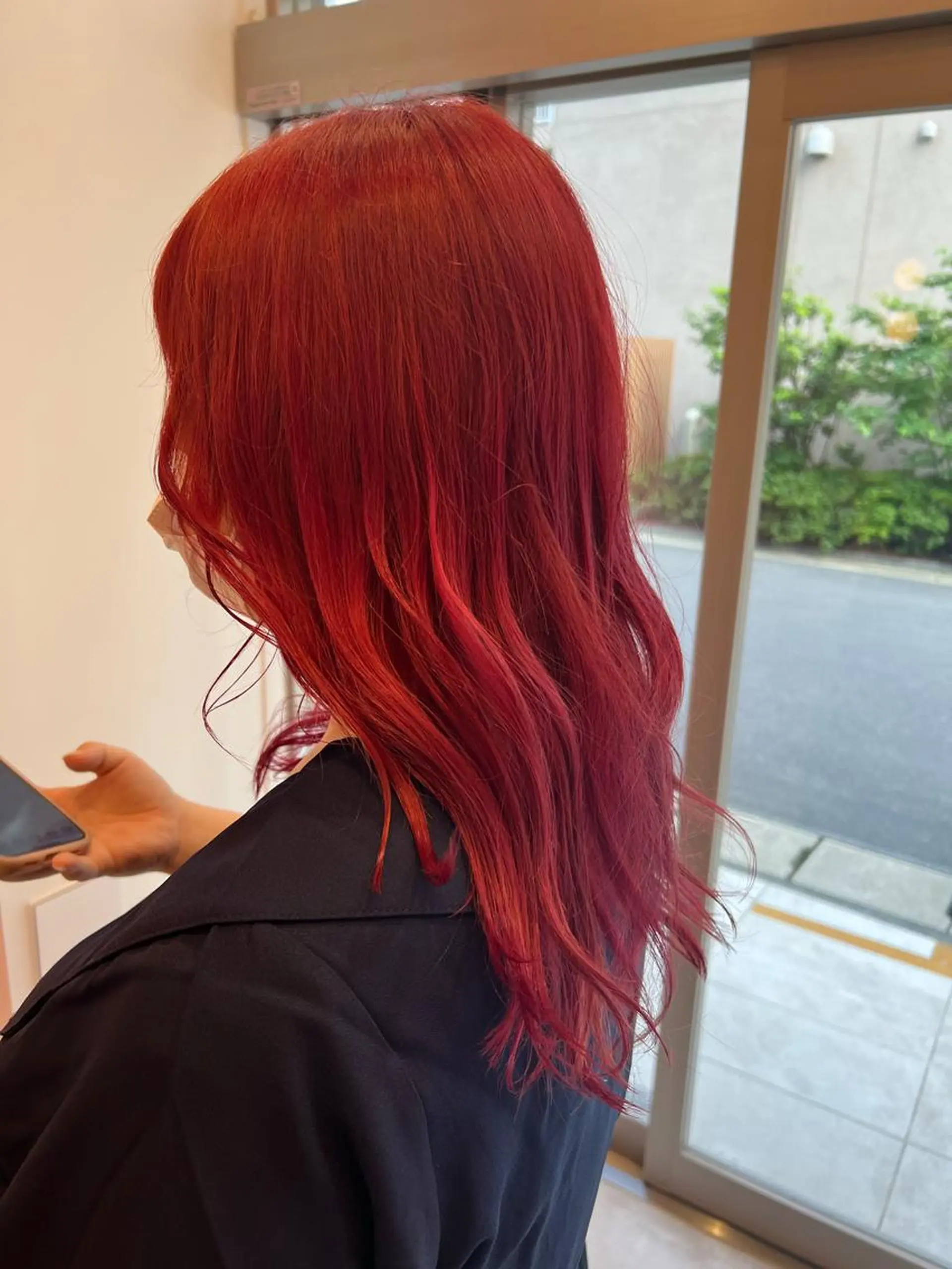 セミロング カラー ブリーチ レッドカラー カット ヘアカラー トリートメント mizuki ,のヘアスタイル