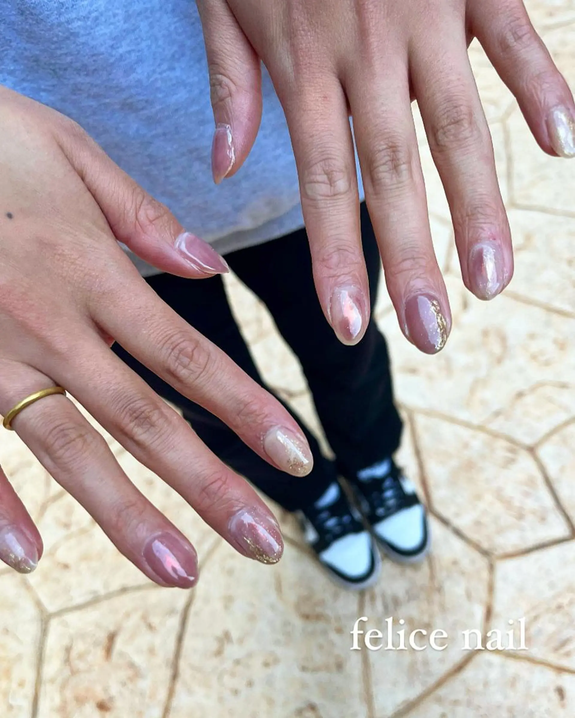 ネイル オーロラネイル 桜ネイル ニュアンスネイル ピンク felice nailのネイルデザイン