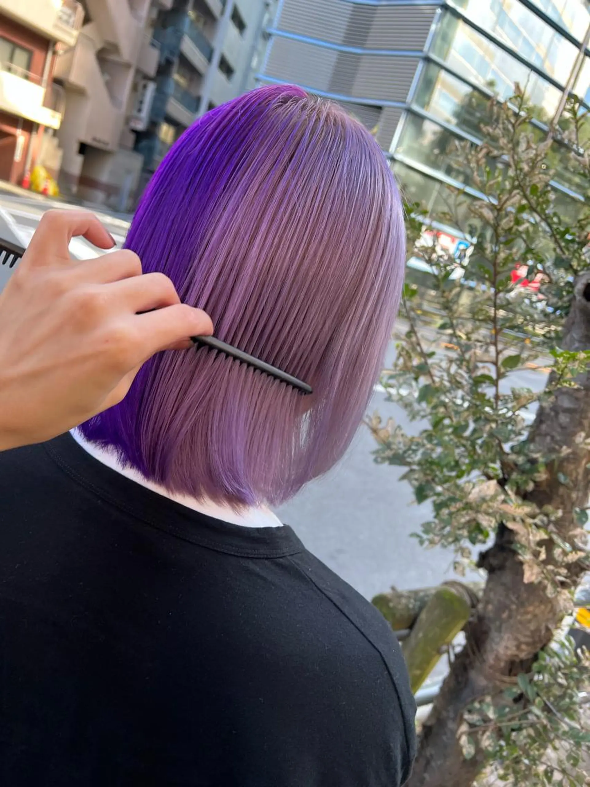 ミディアム カラー パープルカラー ツートーンカラー バイオレットカラー ヘアカラー トリートメント PSY(サイ)池袋 金田尚久🎨のヘアスタイル
