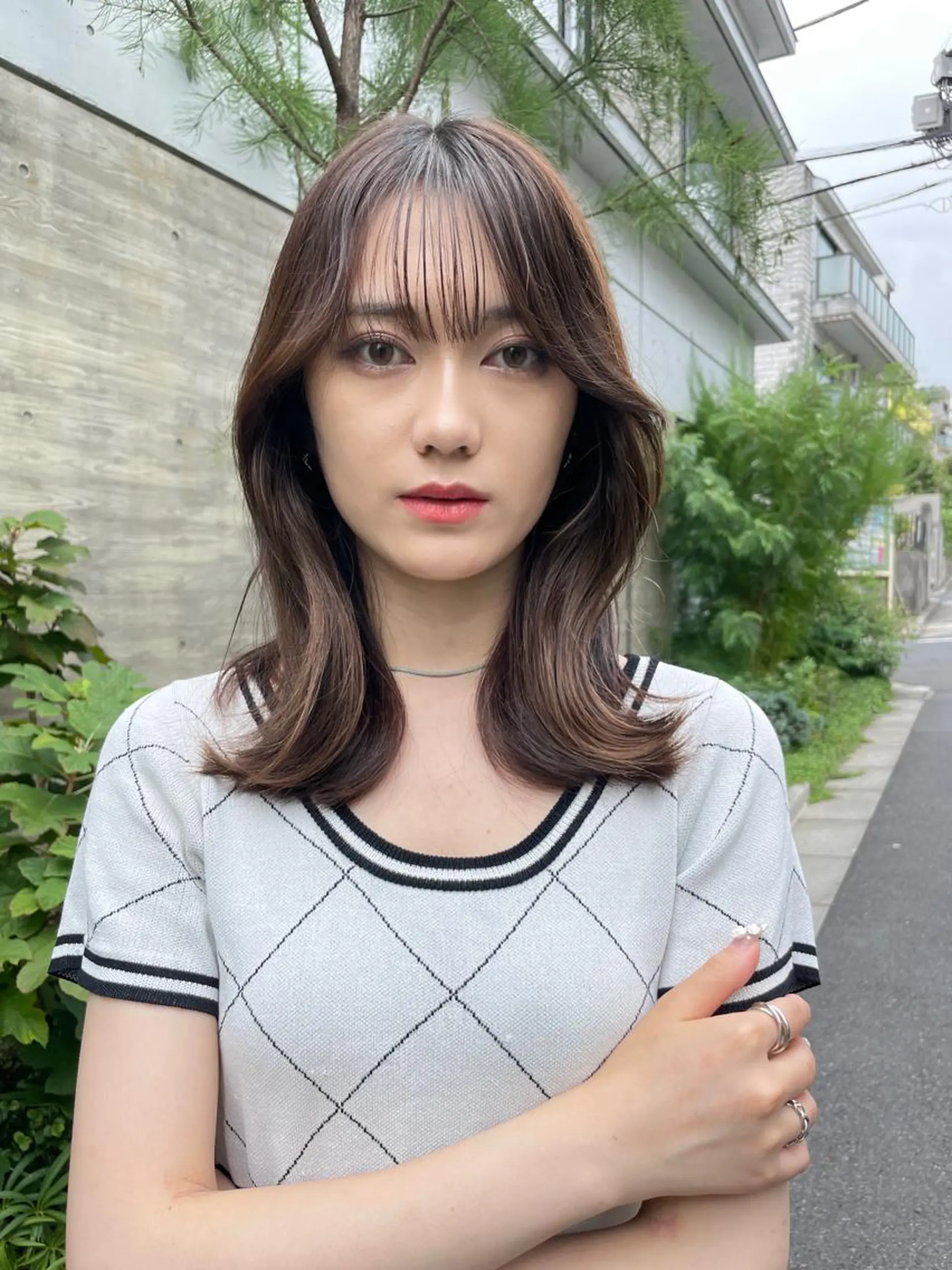 ミディアム カラー カット ヘアカラー トリートメント 顔周りカット 【オノザワリョウ】のヘアスタイル