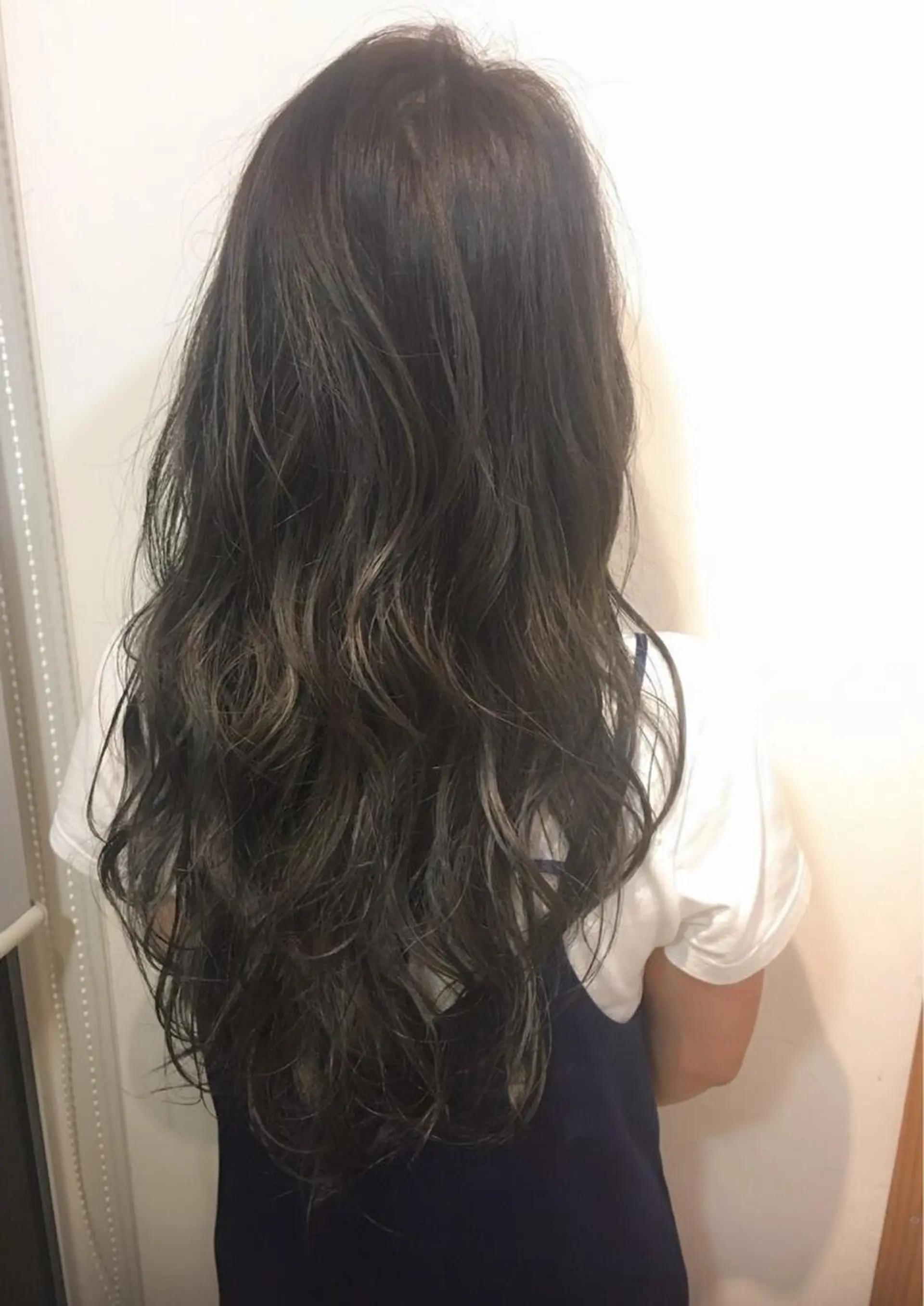 ロング カラー グレージュ ハイライトカラー ハイライト 中山 天地のヘアスタイル