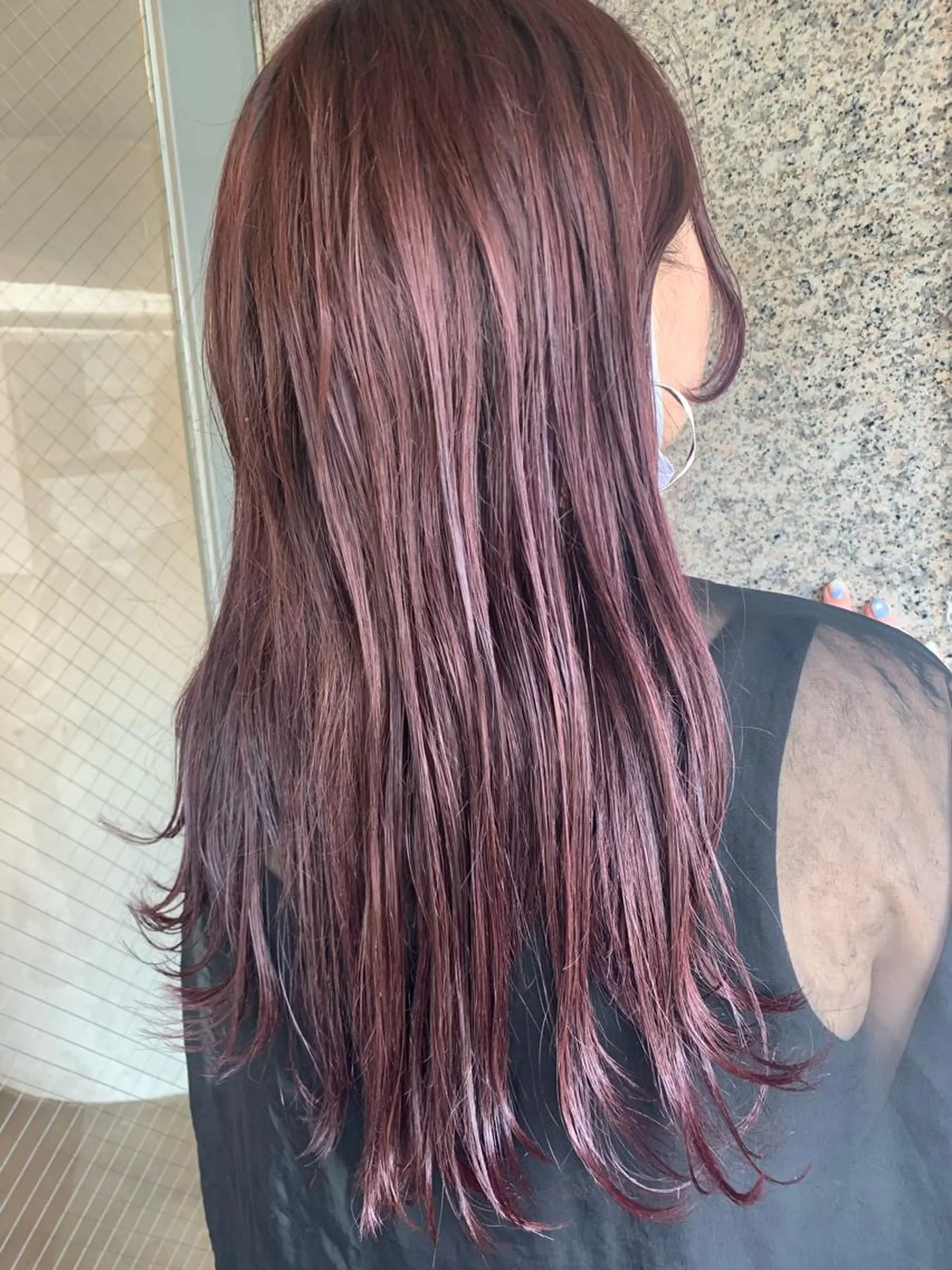 ロング カラー ブリーチ ピンクカラー バイオレットカラー Lagom なかだのヘアスタイル