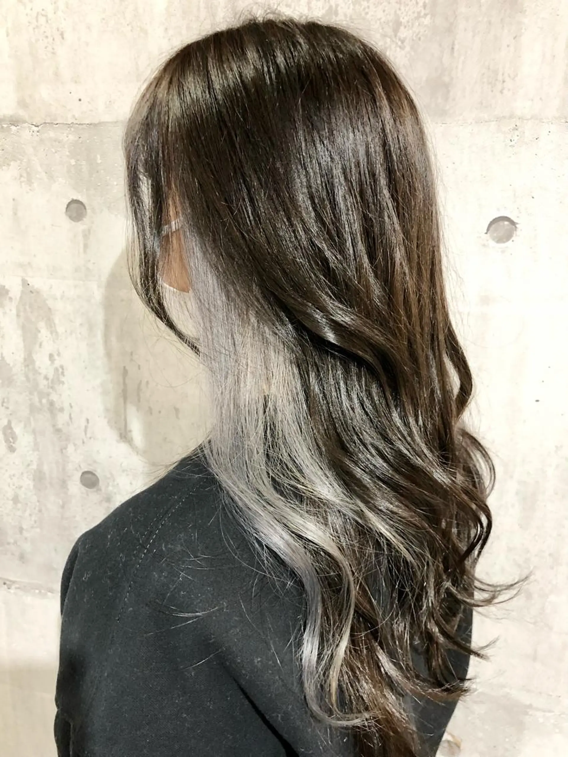 ロング カラー ブリーチ インナーカラー 興津/韓国レイヤー ダブルカラー美髪縮毛のヘアスタイル