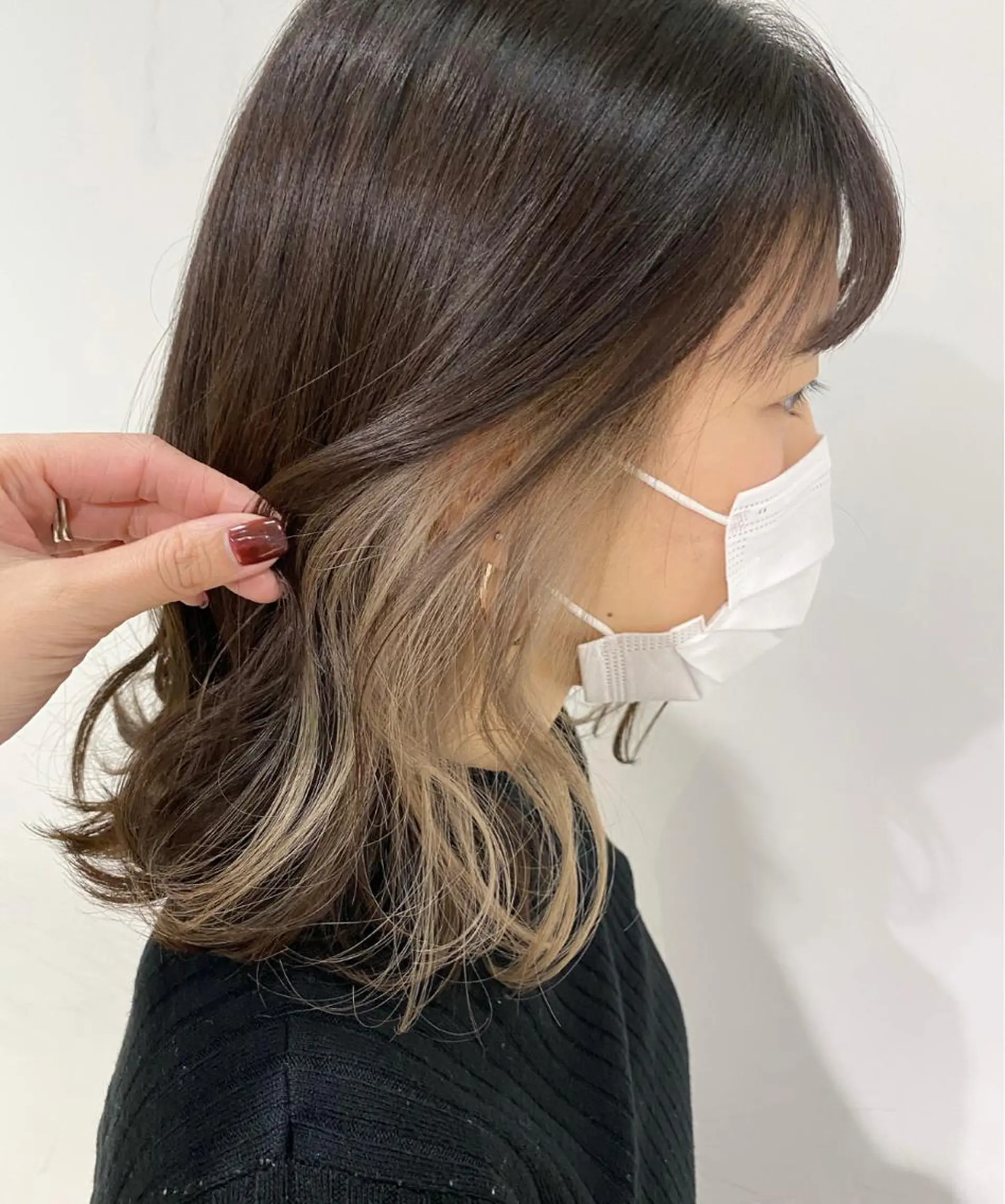 ミディアム カラー ベージュカラー インナーカラー ホワイトベージュ カット ヘアカラー トリートメント scene.池袋所属・scene. haraのヘアスタイル