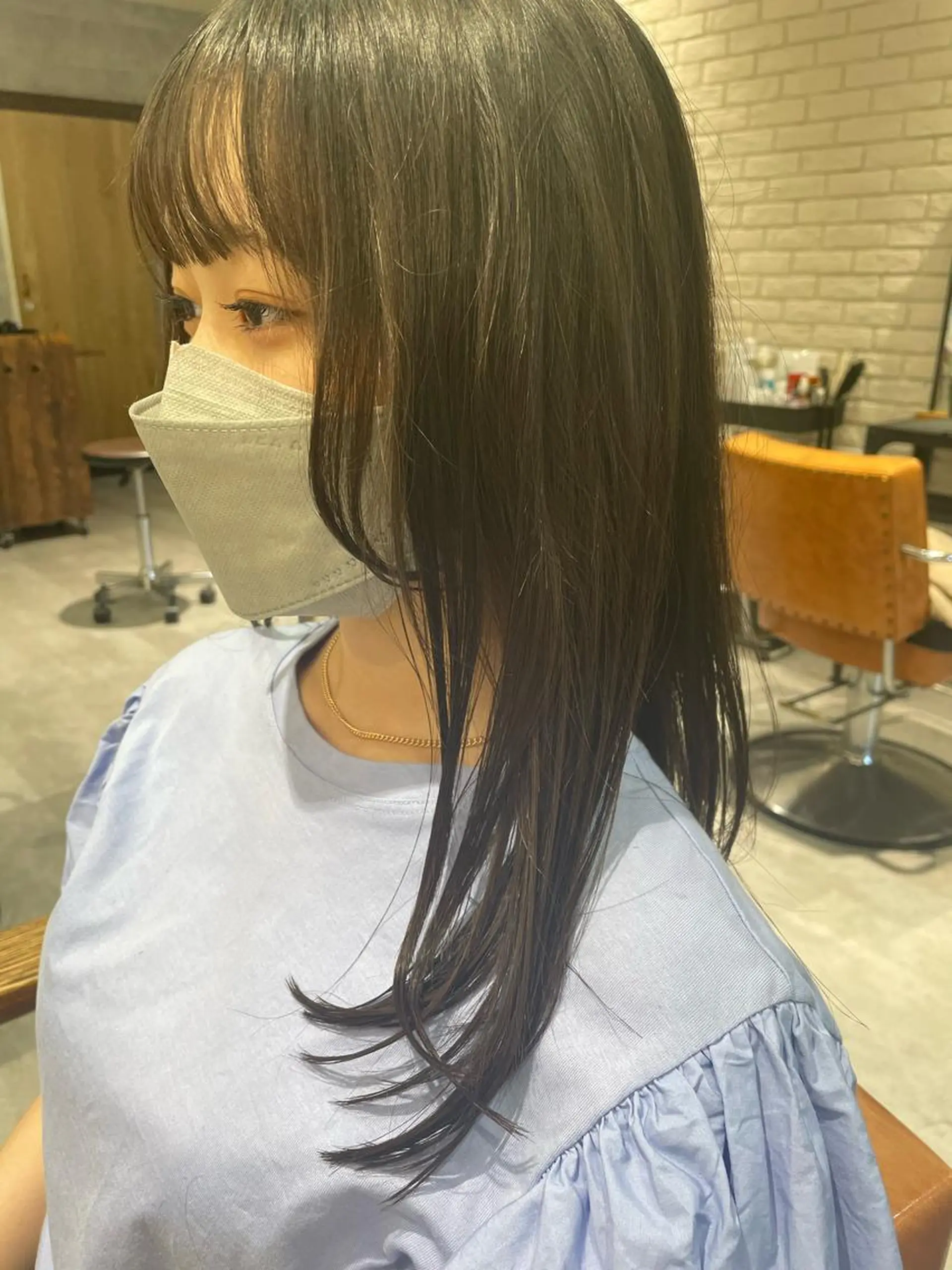 ロング 顔まわりレイヤー レイヤーカット 田原春 花梨のヘアスタイル