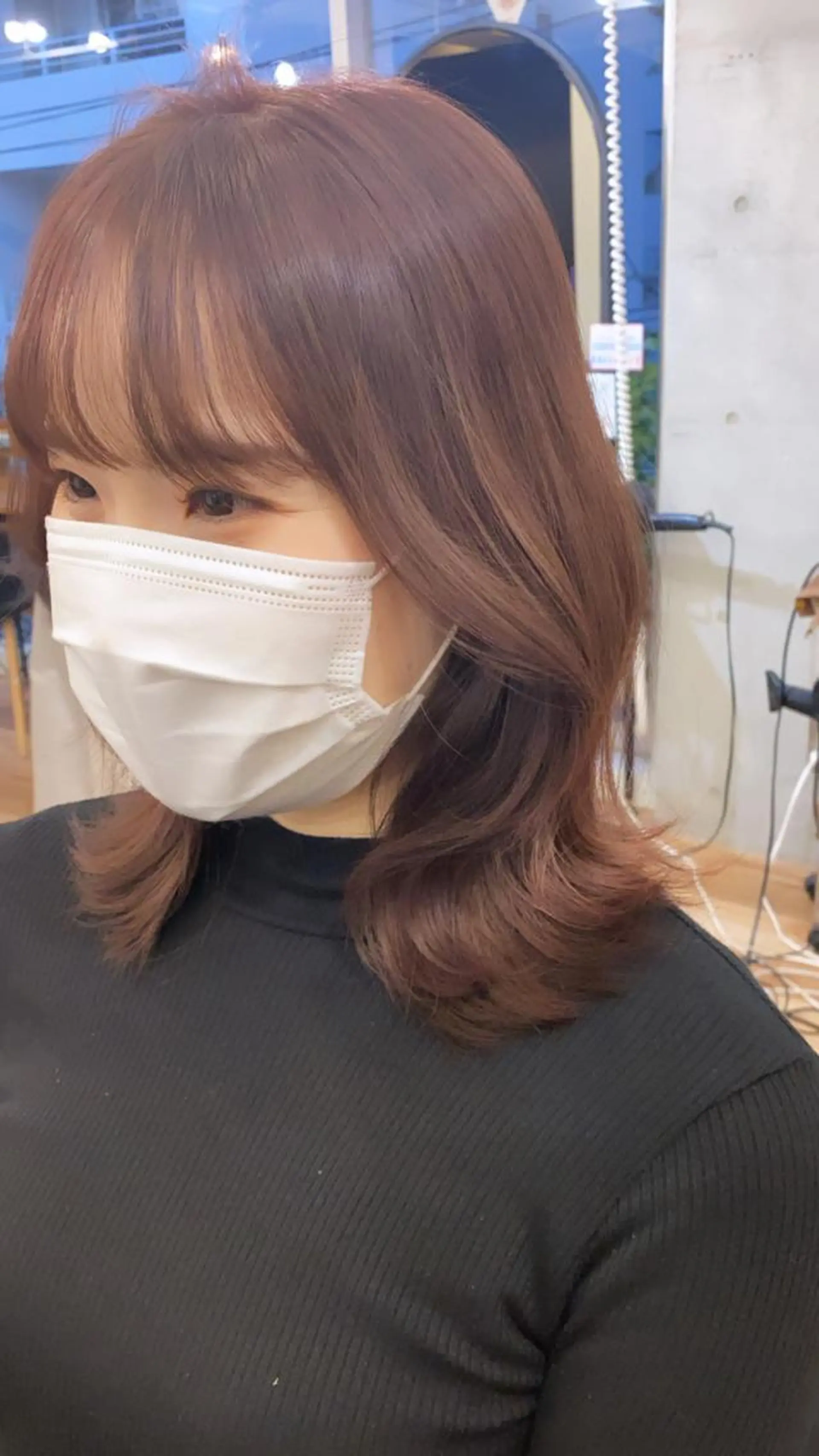 ミディアム カット ヘアカラー トリートメント レイヤー/顔周り 田山　穂波のヘアスタイル