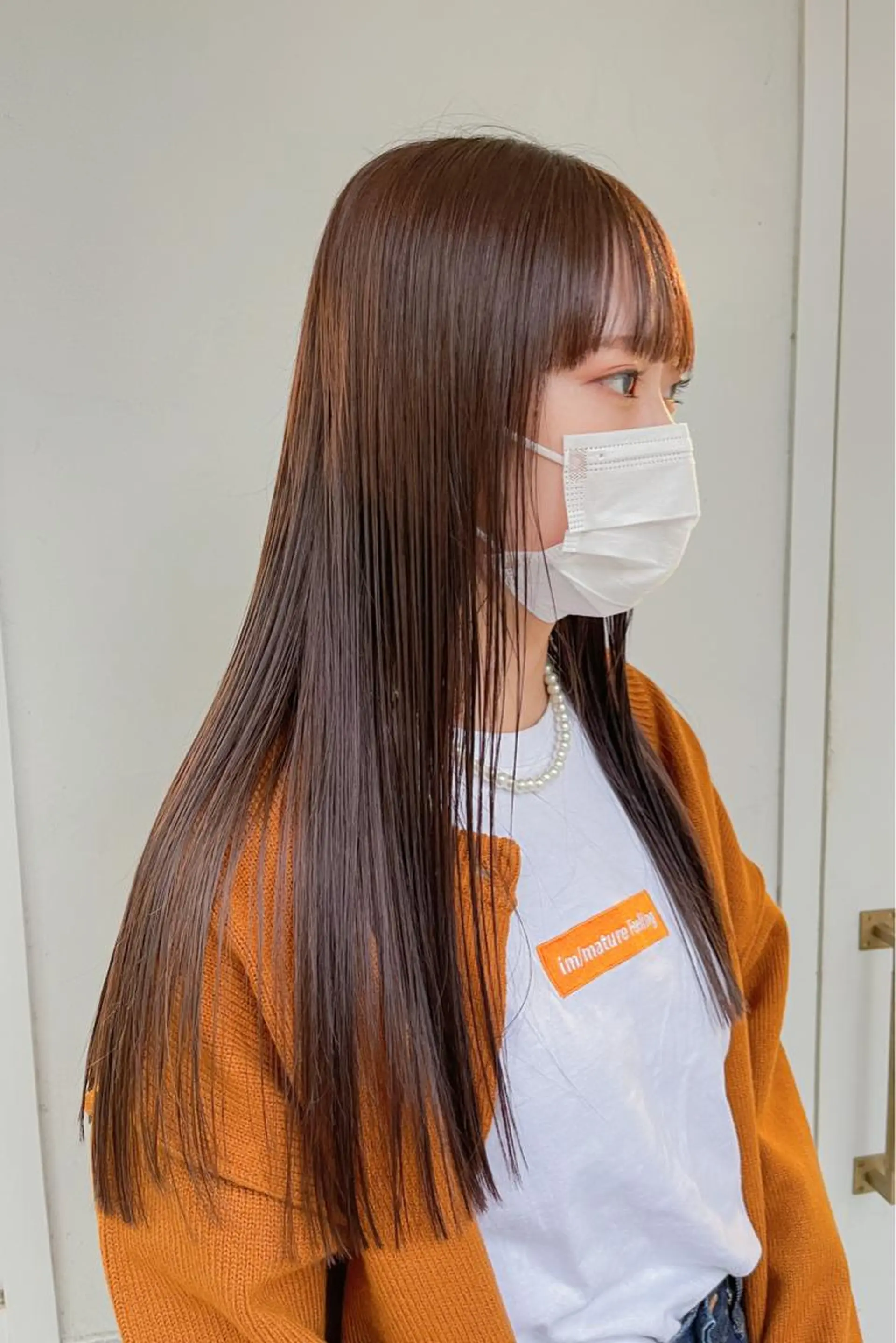 ロング カラー ベージュカラー ブラウンカラー マロンブラウン ロング kyon.hair 韓国カットカラーのヘアスタイル
