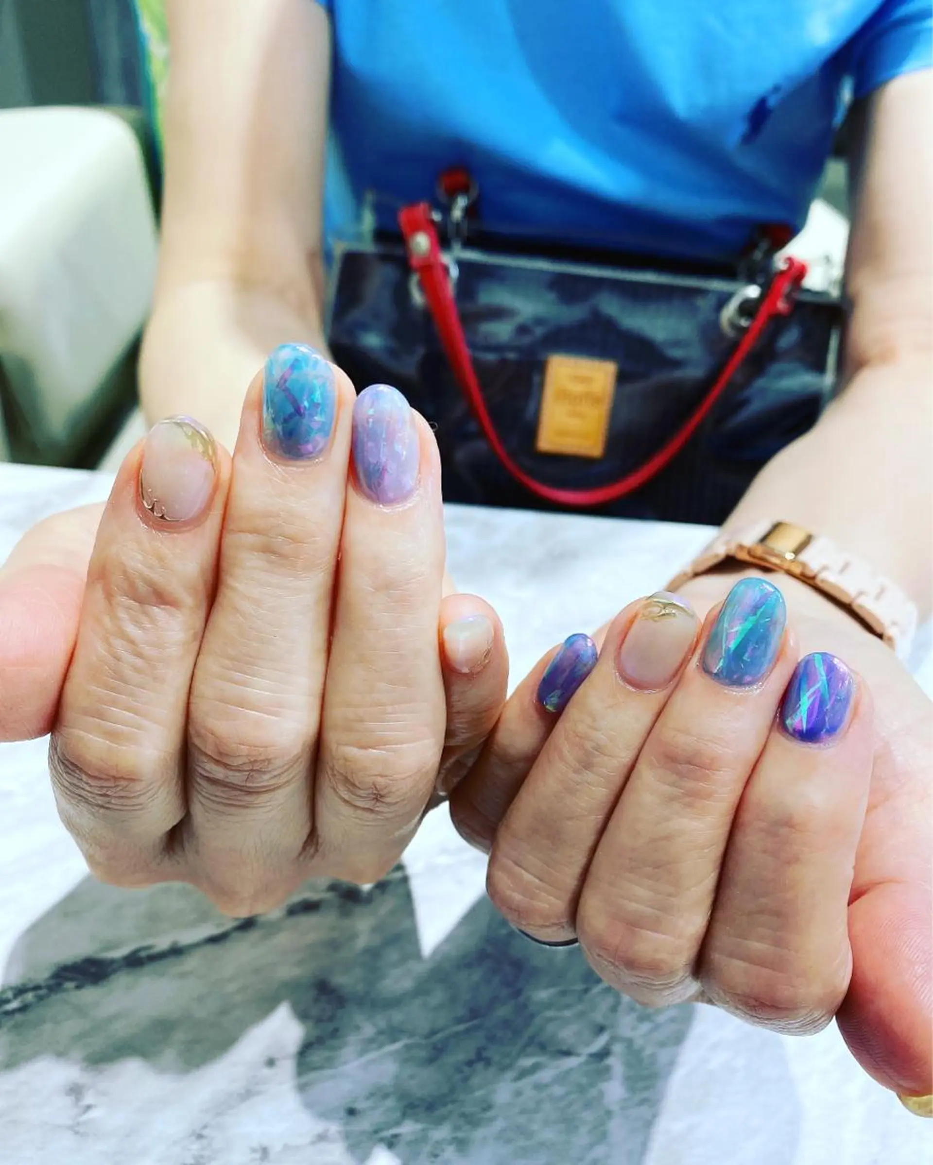 ネイル ブルー 氷ネイル・うるうるネイル ハンドネイル フットネイル ハンドケア nail salon  AlgeTy所属・✴︎:.｡. MAKI.｡.:✴︎のネイルデザイン