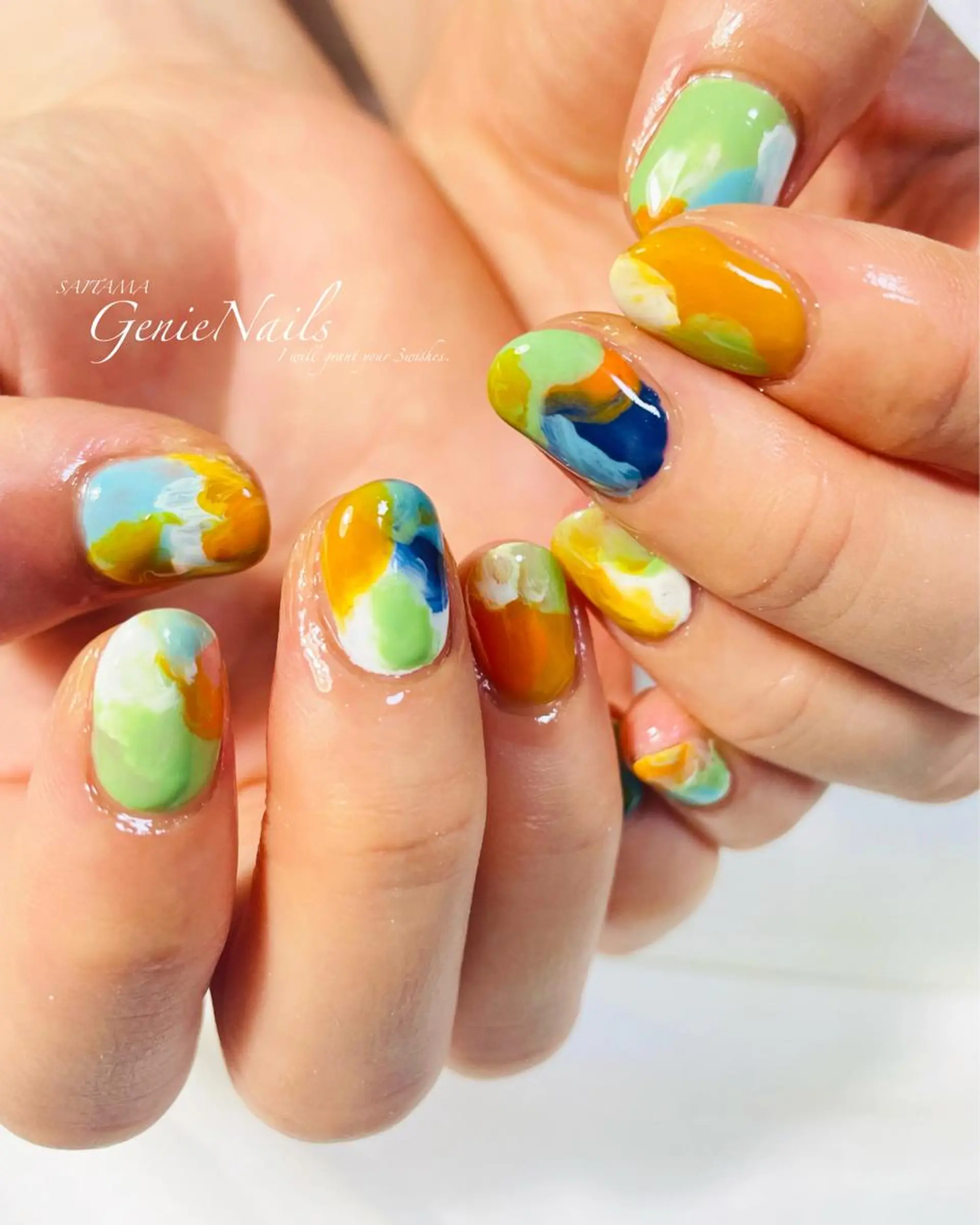 ネイル フットネイル キラキラネイル ロングネイル ニュアンスネイル ショートネイル Genie Nailsのネイルデザイン