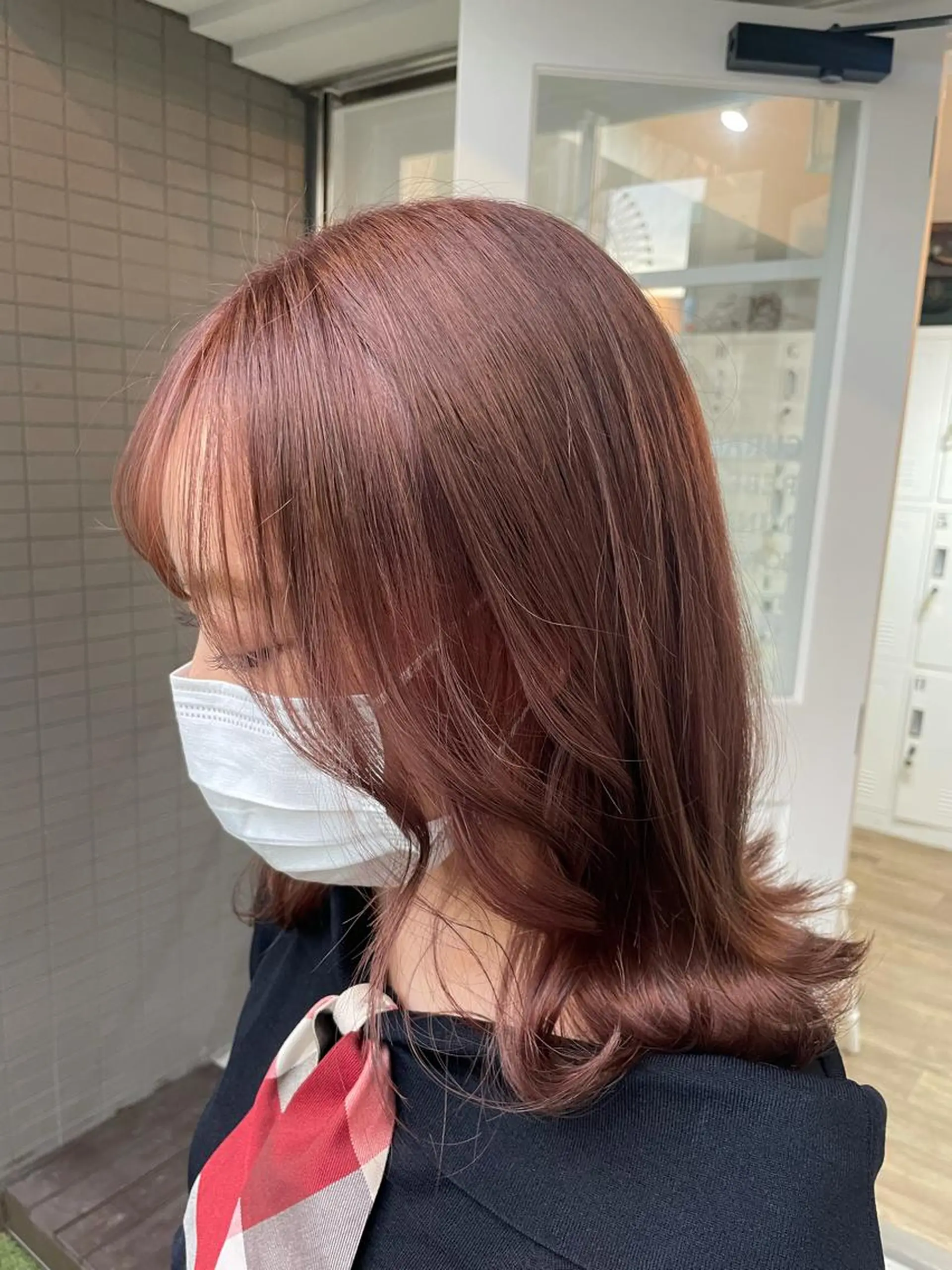 セミロング カラー ヘアアレンジ ブリーチ ピンクカラー ヘアカラー トリートメント 酸性縮毛矯正 梅田茶屋町 Juriのヘアスタイル