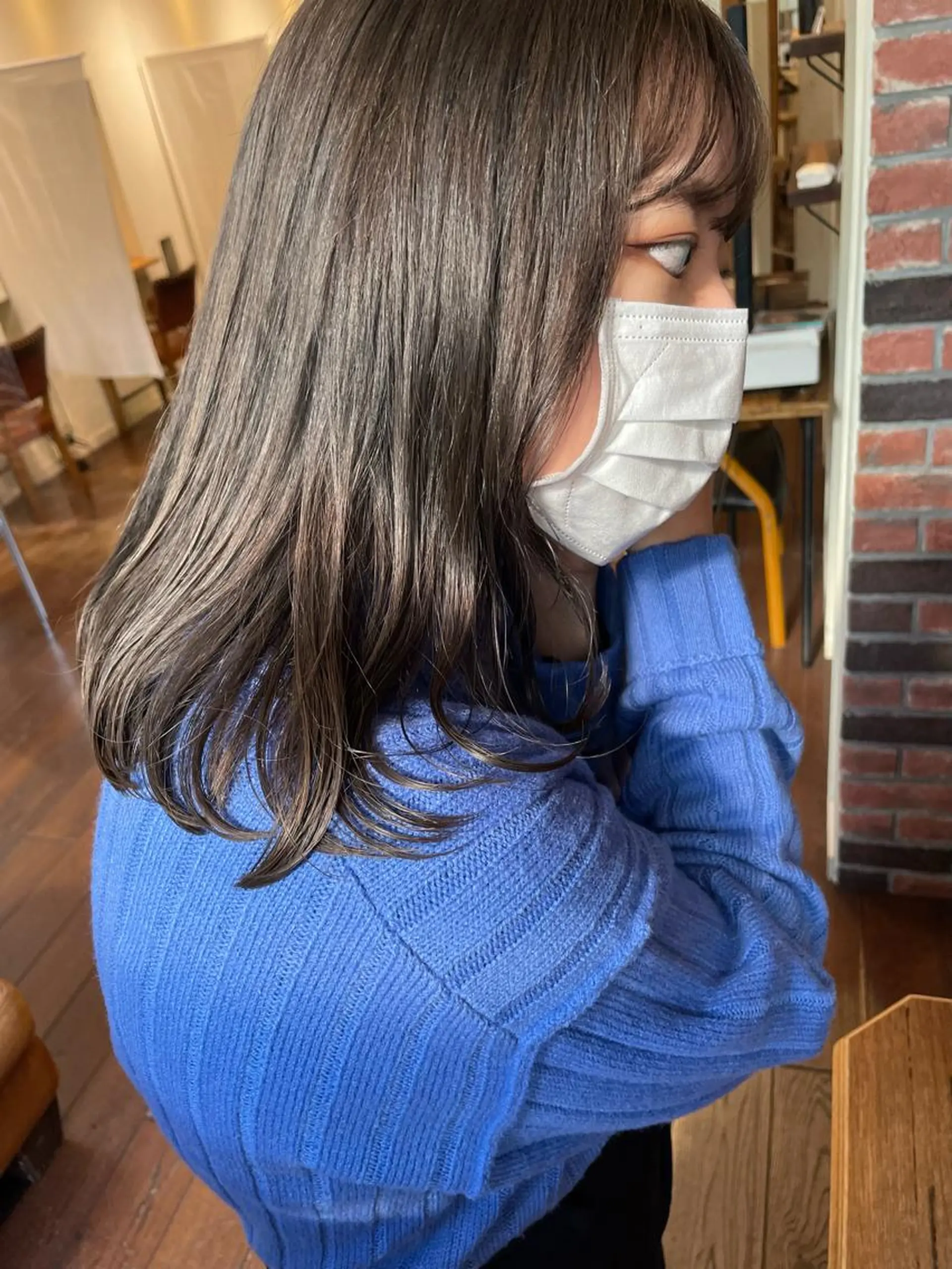 ミディアム カラー ヘアアレンジ 透明感カラー トリートメント 抜け感ボブ×パーマ ｜kazaneのヘアスタイル