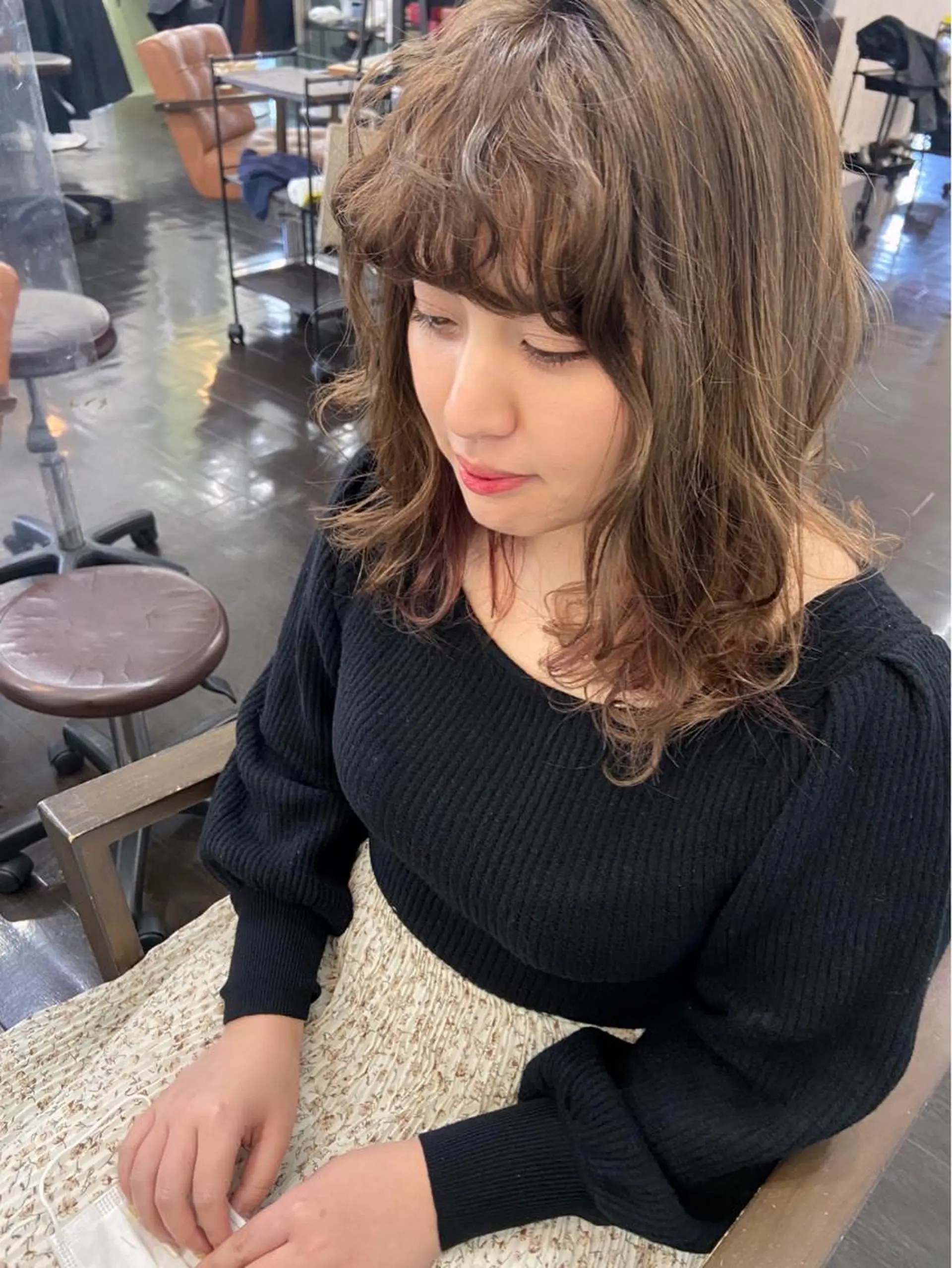 ミディアム カラー パーマ ヘアアレンジ メンズ キッズ ネイル マツエク・マツパ 外国人風カラー 久木原 ゆりのヘアスタイル