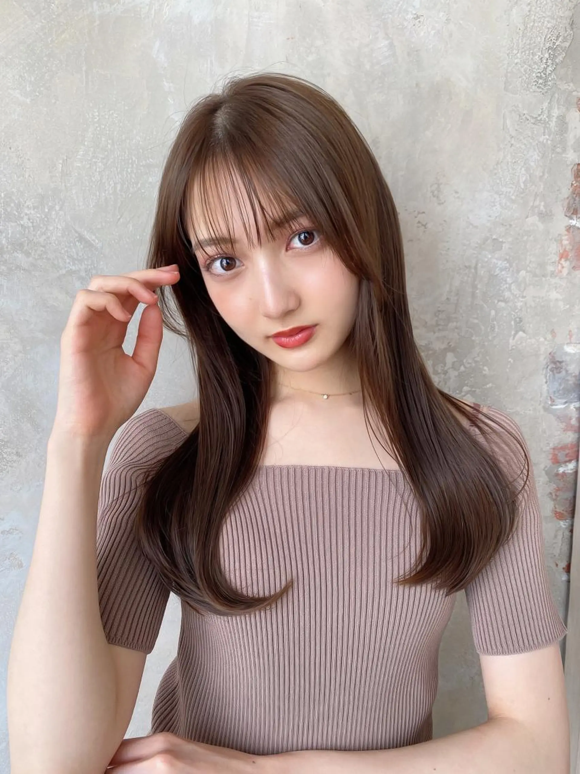 セミロング カラー ベージュカラー ブラウンカラー ブラウンベージュ くびれヘア 顔周りカット 顔周り/くびれヘア 韓国ヘア💕風間るなのヘアスタイル