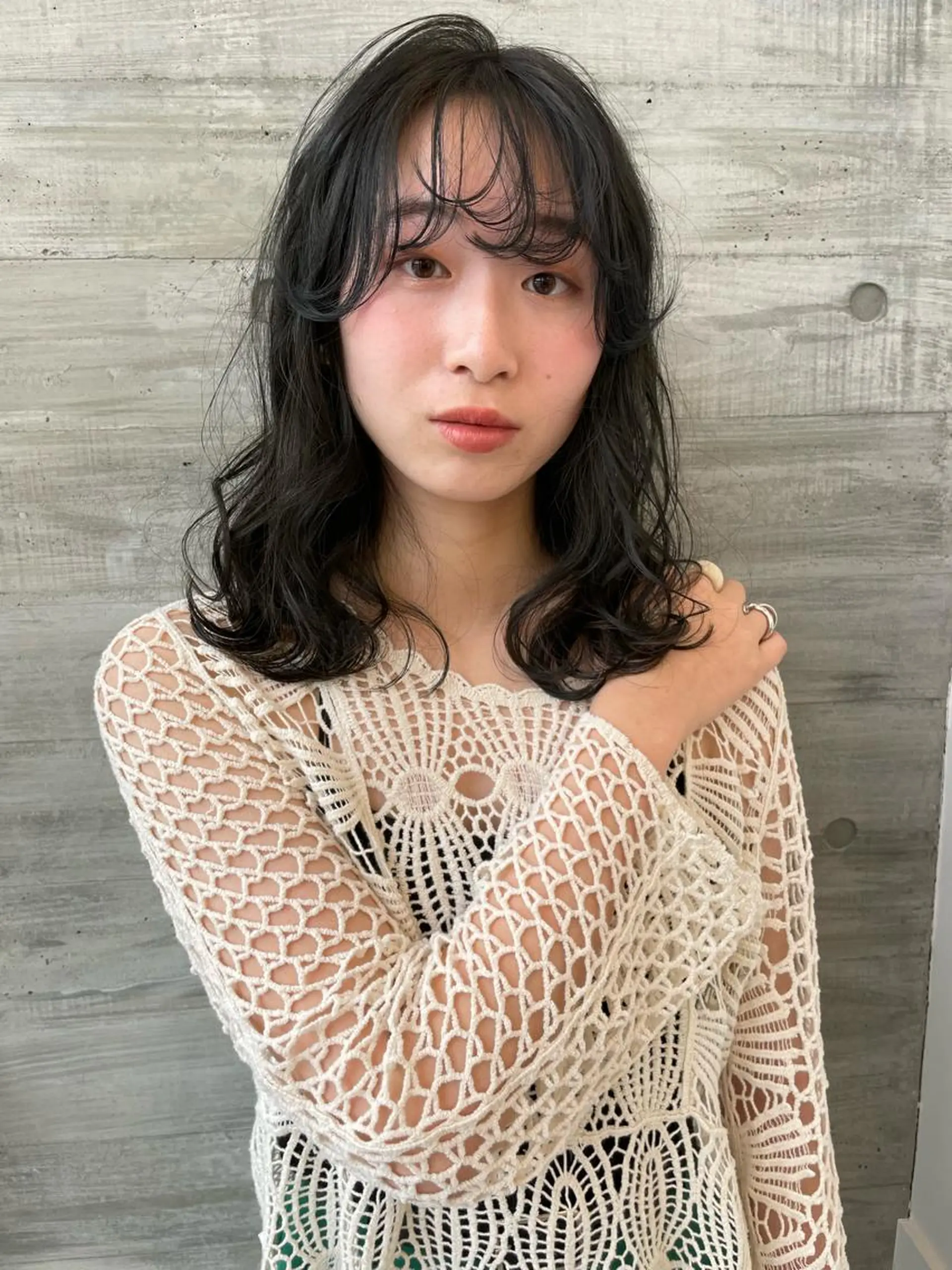 セミロング カラー ヘアアレンジ グレージュ イルミナカラー シアーグレージュ GO TODAY SHAiRE SALON岡山所属・Sana/ 耳ツボ/インナーのヘアスタイル