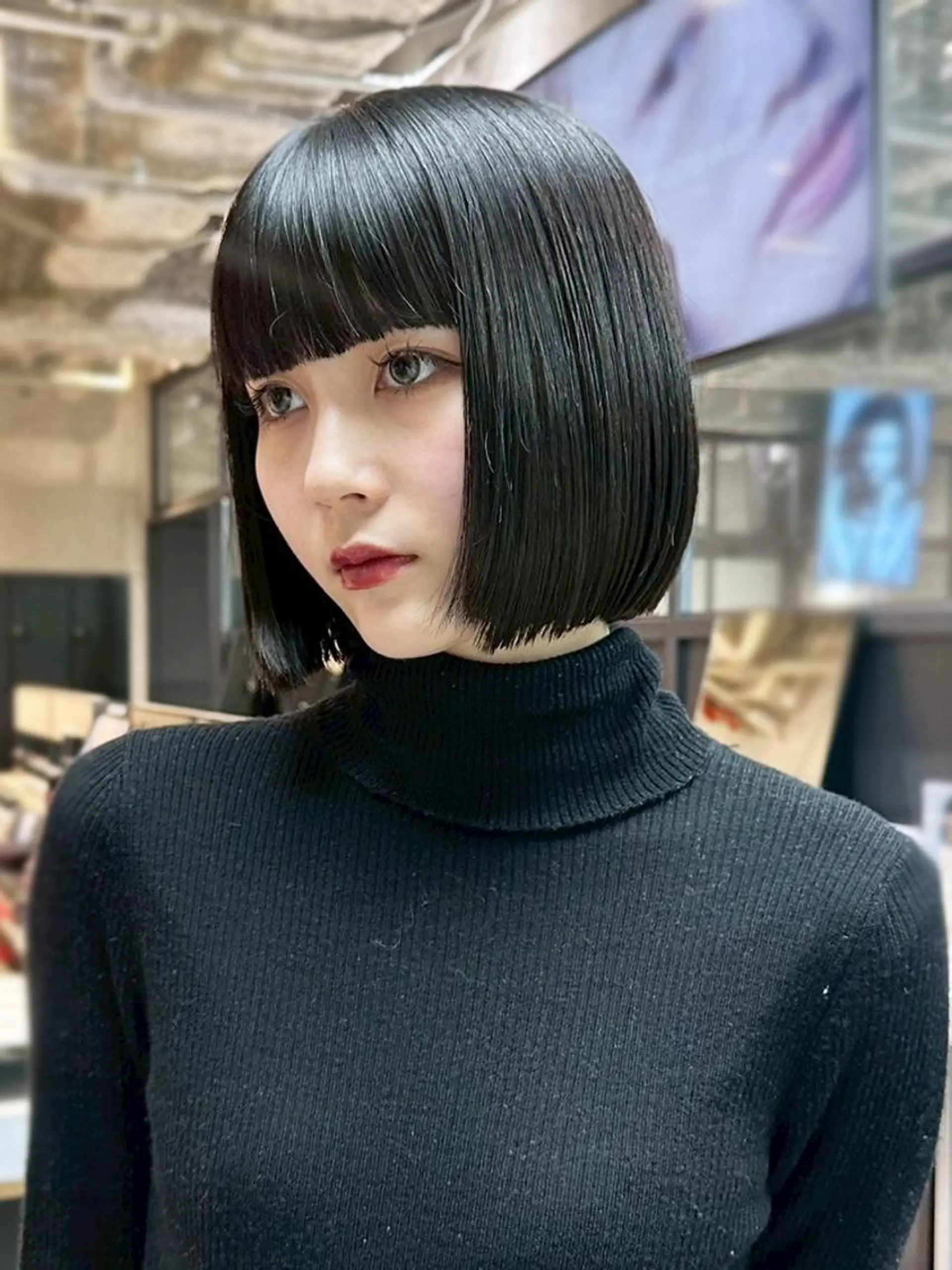 カラー ミディアム ボブ 韓国風ヘア おくれ毛 カット ヘアカラー トリートメント ITbyALBUM 浦和店のヘアスタイル