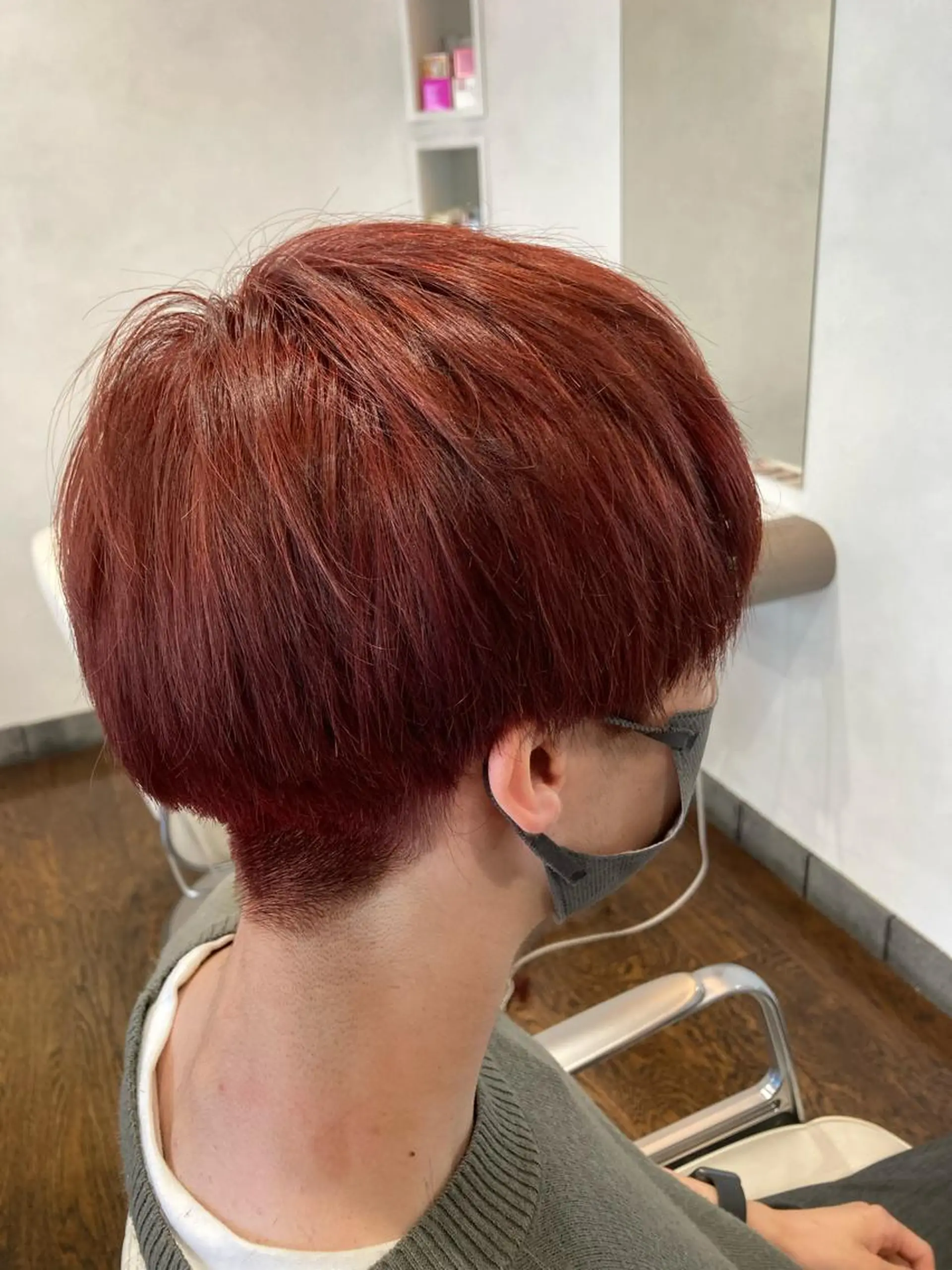 ショート カラー ブリーチ ブラウンカラー レッドカラー レッドブラウン 加藤 泰地のヘアスタイル