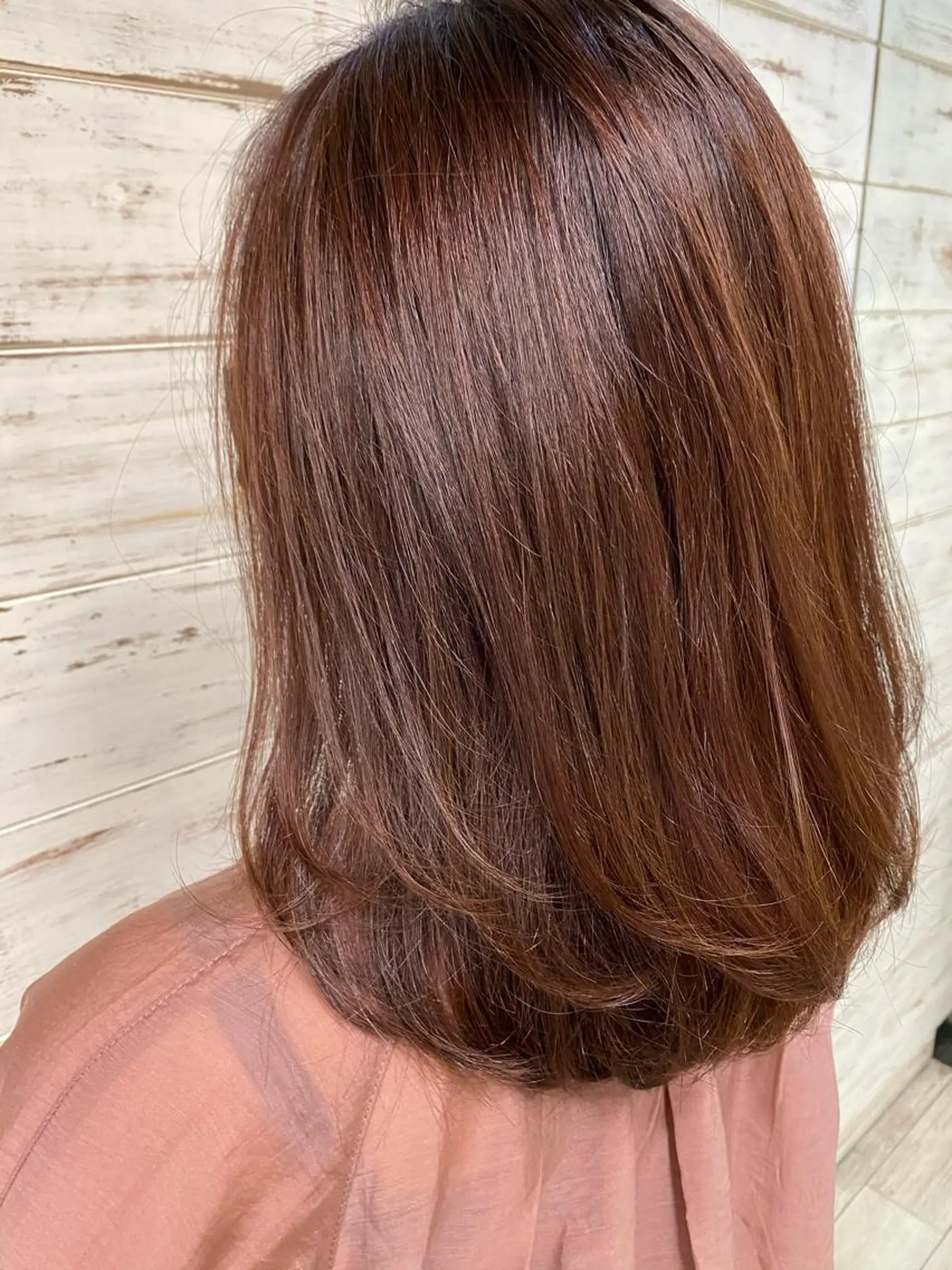 セミロング カラー オレンジ テラコッタ カット ヘアカラー トリートメント 日比 貴大/ minim hairのヘアスタイル