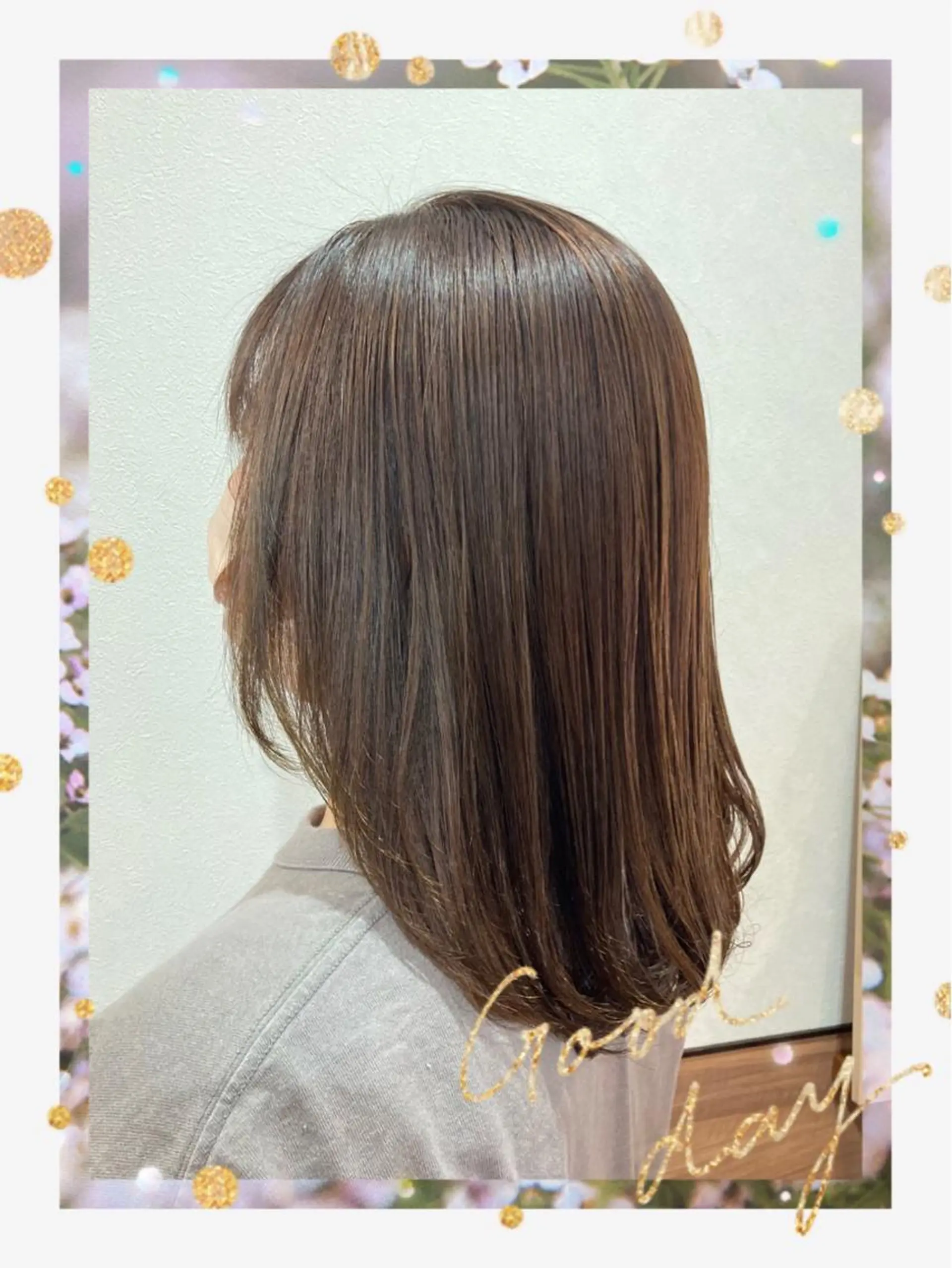 ミディアム カラー ベージュカラー オリーブベージュ Annon プライベートサロンのヘアスタイル