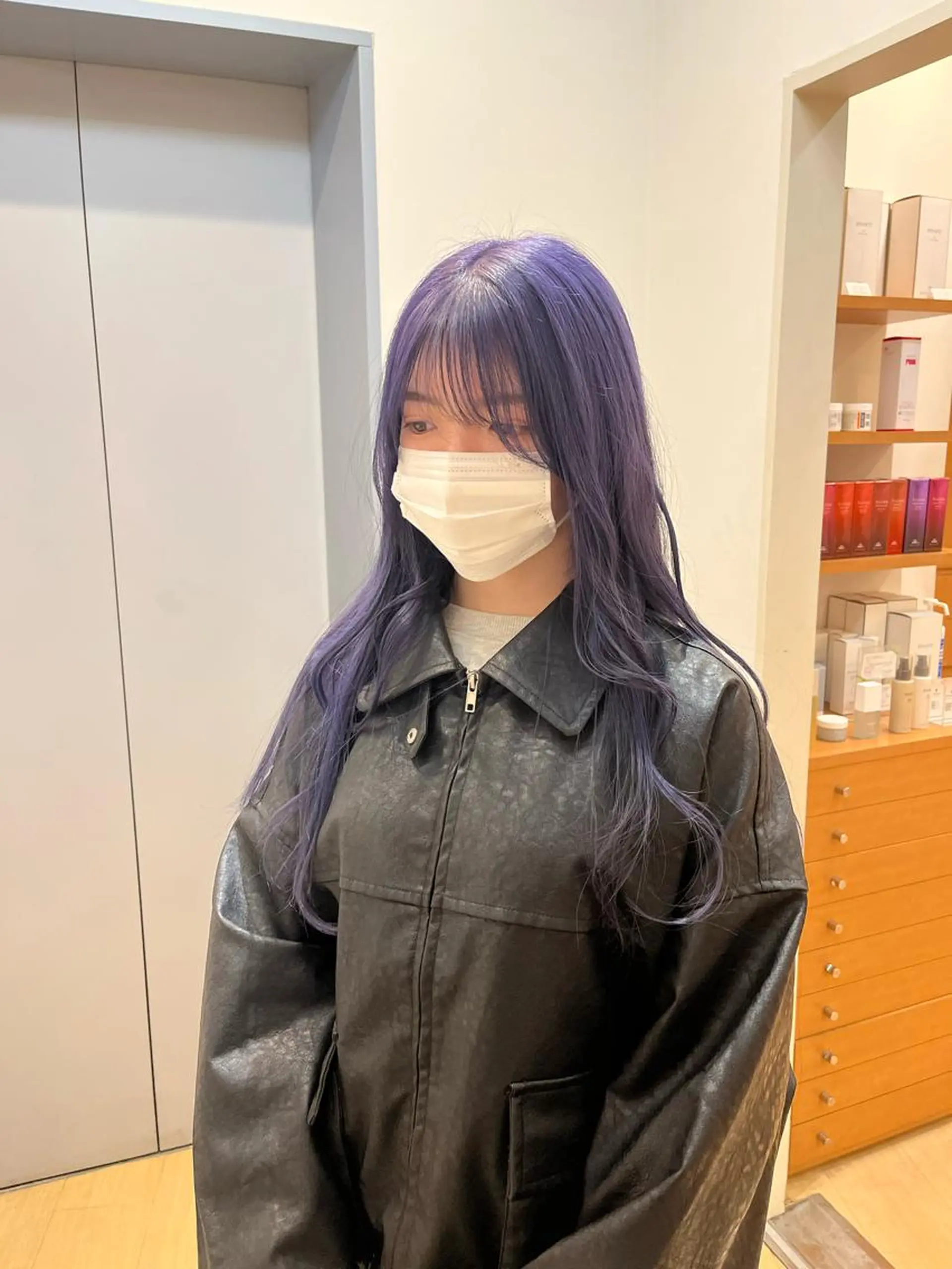 セミロング カラー ブリーチ パープルカラー 💠つたふうか/ 韓国/メンズヘア💠のヘアスタイル