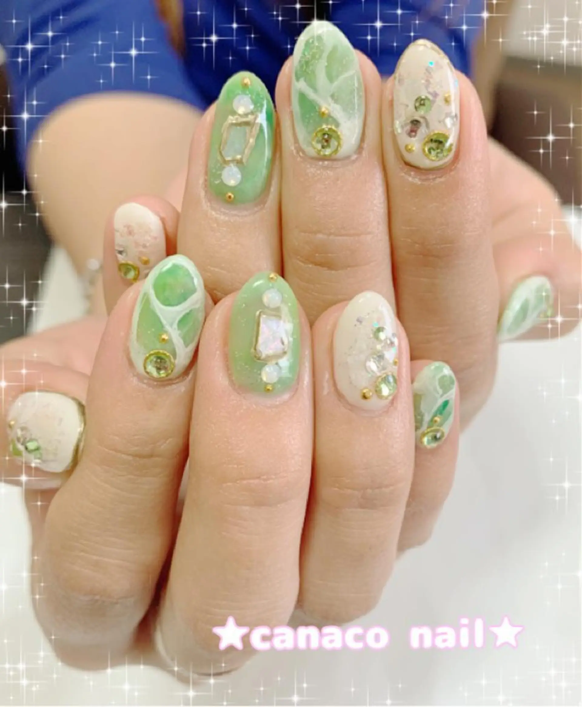 ネイル アートネイル ジェルネイル パラジェル ストーンネイル ハンドネイル ハンドケア ベテランネイル cnc  nailのネイルデザイン