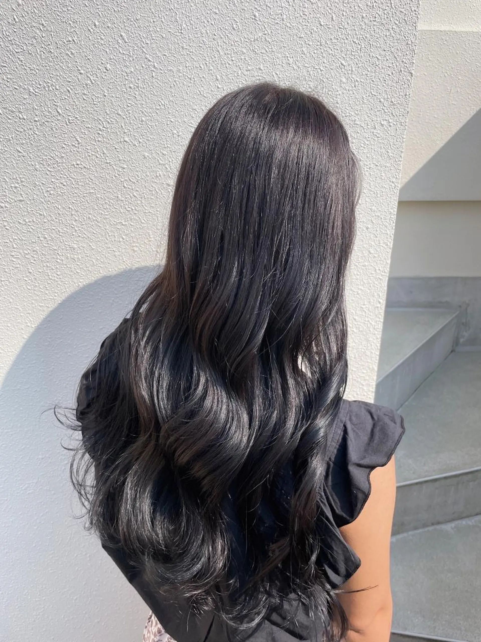 ロング カラー 黒髪 ブルーカラー ブルーブラック 透明感カラー ヘアセット ヘアセット🎀耳つぼ 👂💎MONAMIのヘアスタイル