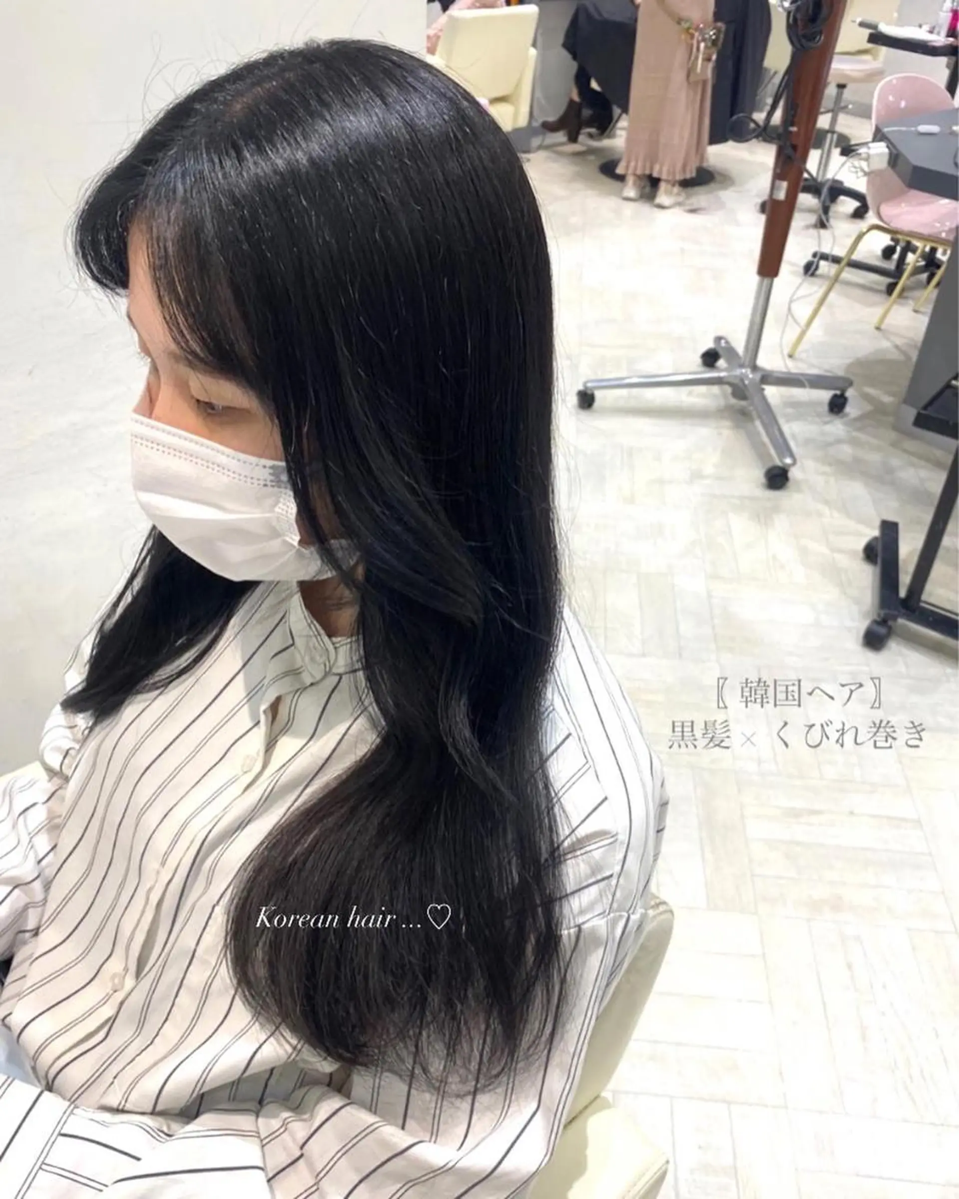 ロング カラー 黒髪 くびれヘア 韓国風ヘア mako︴ Euphoriaのヘアスタイル