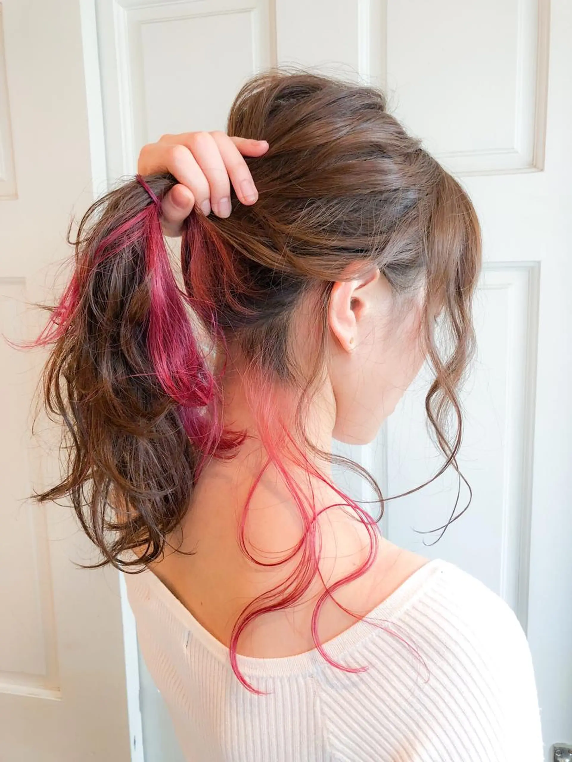 セミロング カラー インナーカラー ピンクカラー レッドカラー カット トリートメント 🧡ショートの達人 🧡SHOのヘアスタイル