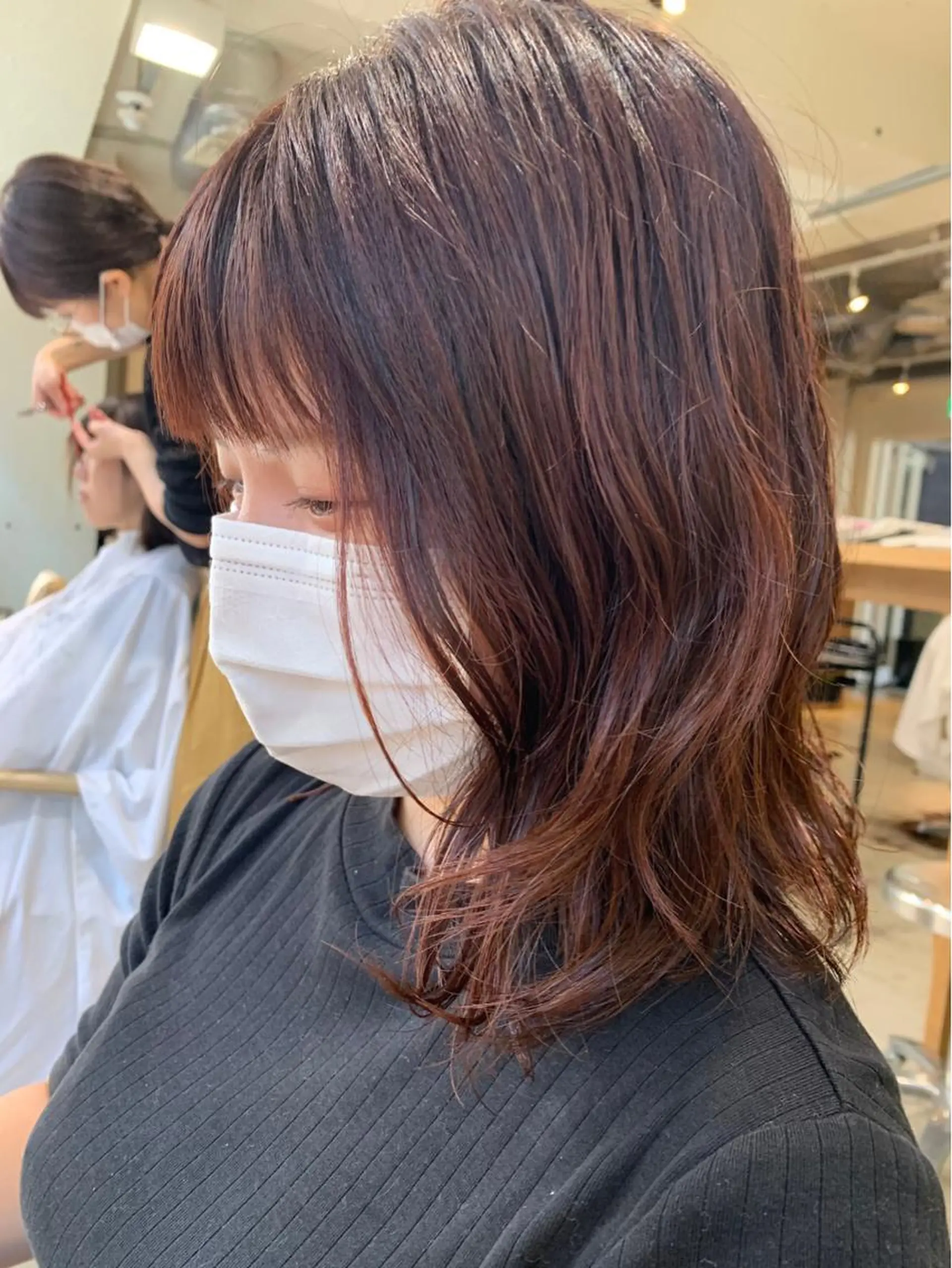 ミディアム カラー ブラウンカラー レッドカラー レッドブラウン パーマ美容師 hanaのヘアスタイル