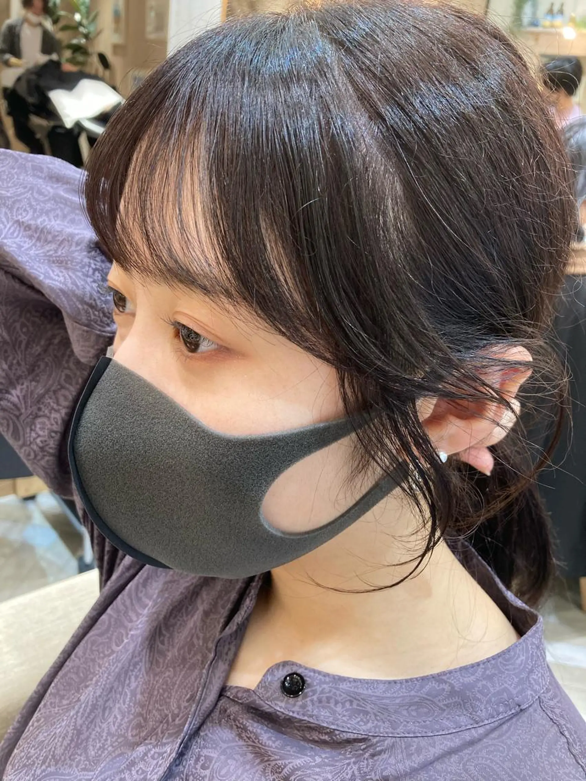 セミロング ヘアアレンジ 顔まわりレイヤー 韓国風ヘア レイヤーカット おくれ毛 シースルーバング レイヤー/前髪/ 韓国/CHIHIROのヘアスタイル