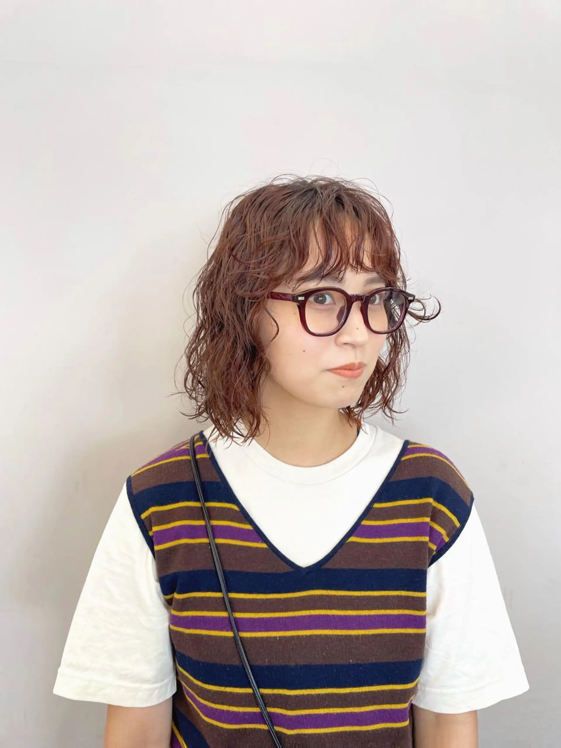 ミディアム カラー パーマ カット パーマ 関 京磨のヘアスタイル