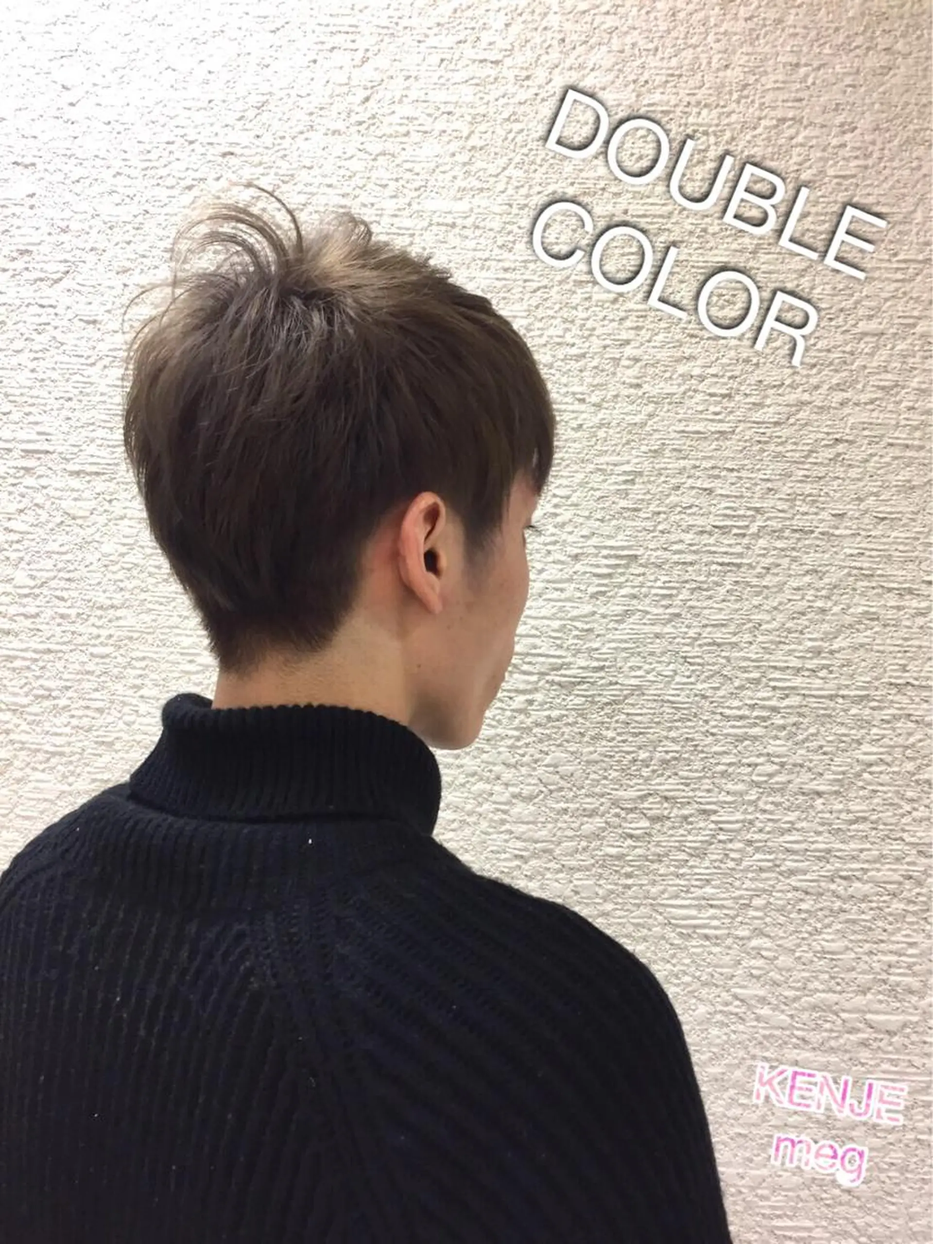 ショート カラー メンズ ベージュカラー ダブルカラー 高橋恵🌈生え癖改善 ウルフ/レイヤーのヘアスタイル