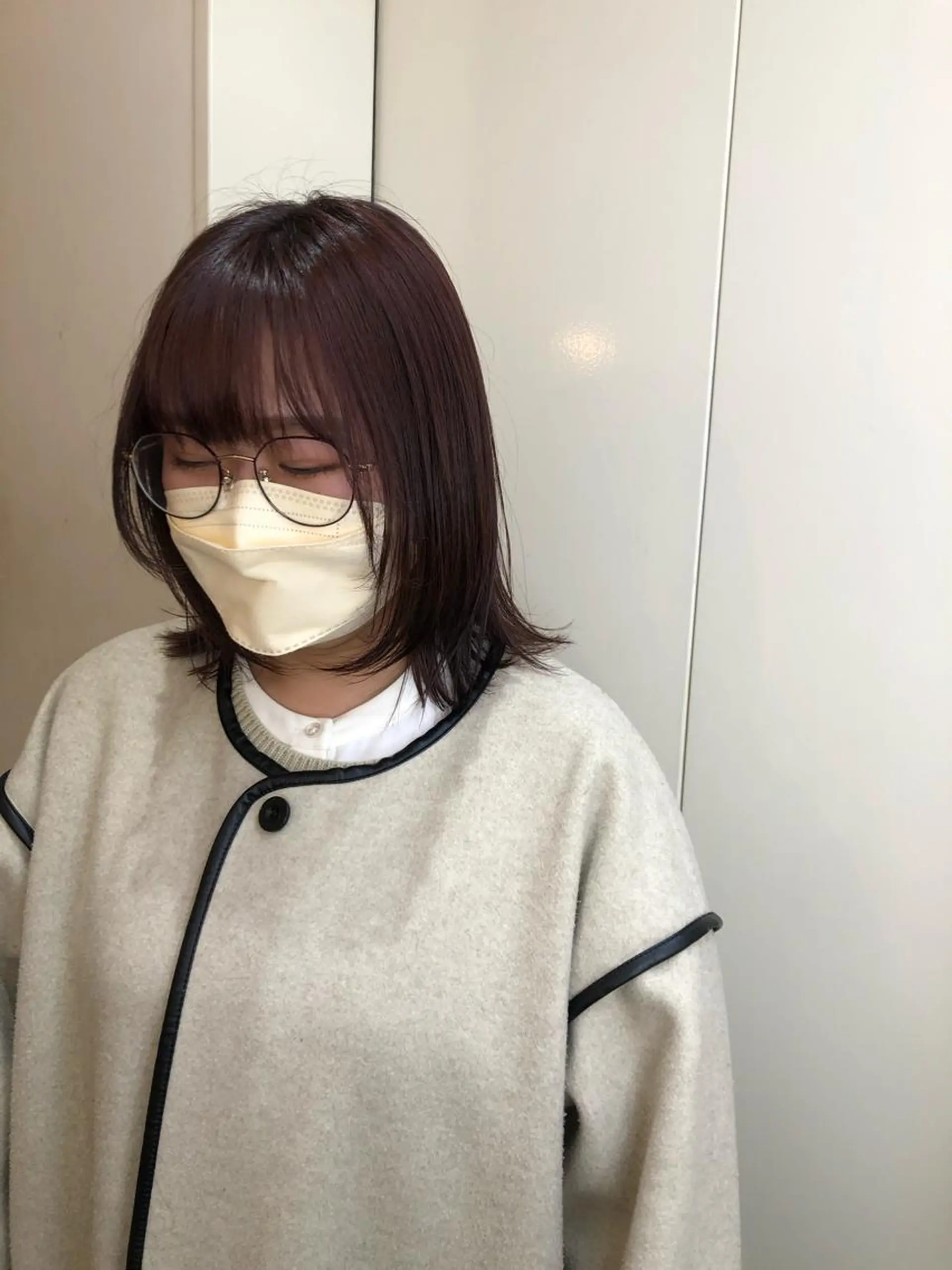 ミディアム カラー ショートボブ ブリーチ ブラウンカラー ケアブリーチ 透明感カラー ショート/パーマ/ カラー/FUKOのヘアスタイル