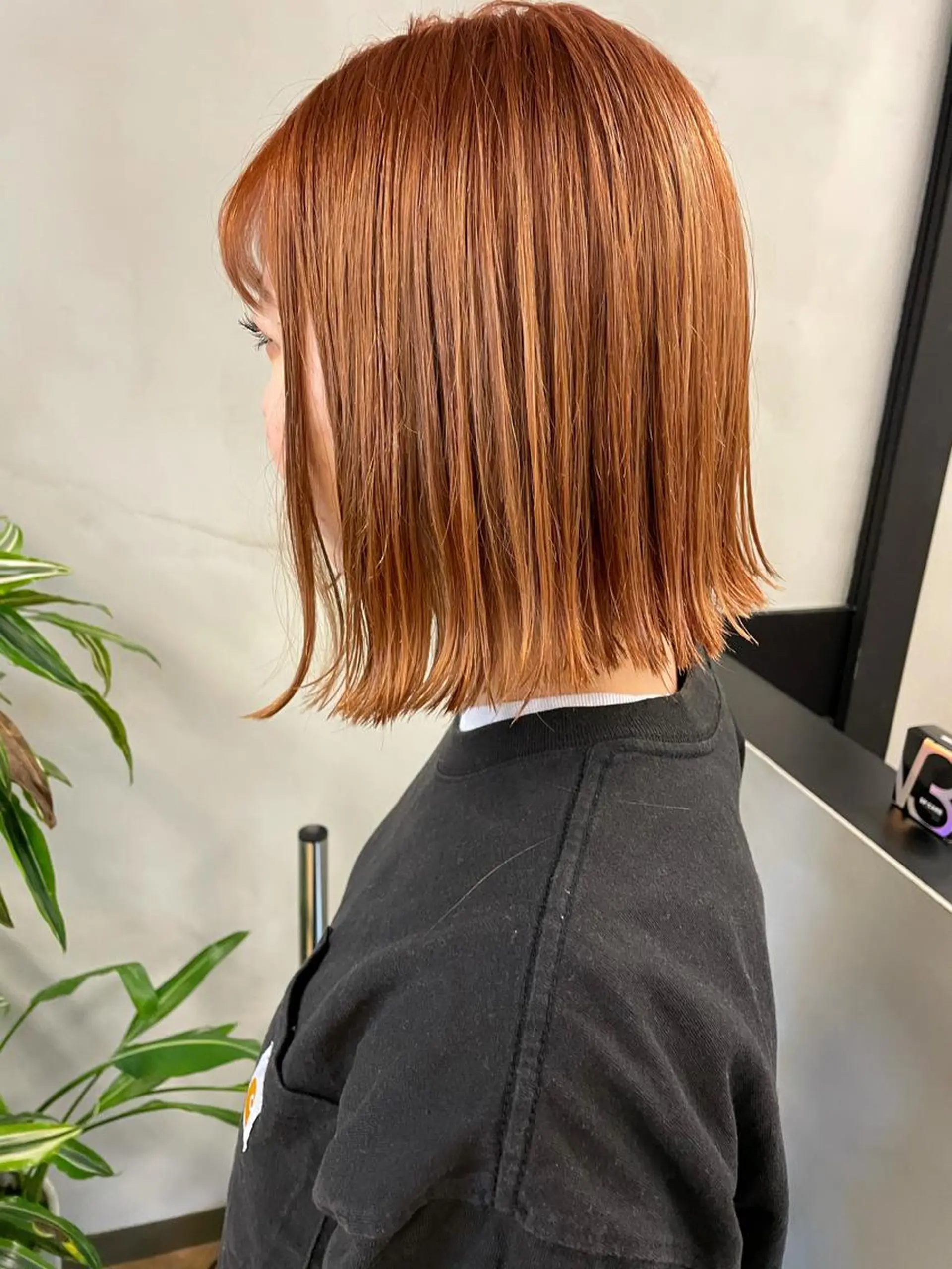 ミディアム カラー オレンジ ヘアカラー トリートメント tatsumi/ボブ ウルフ/レイヤーのヘアスタイル