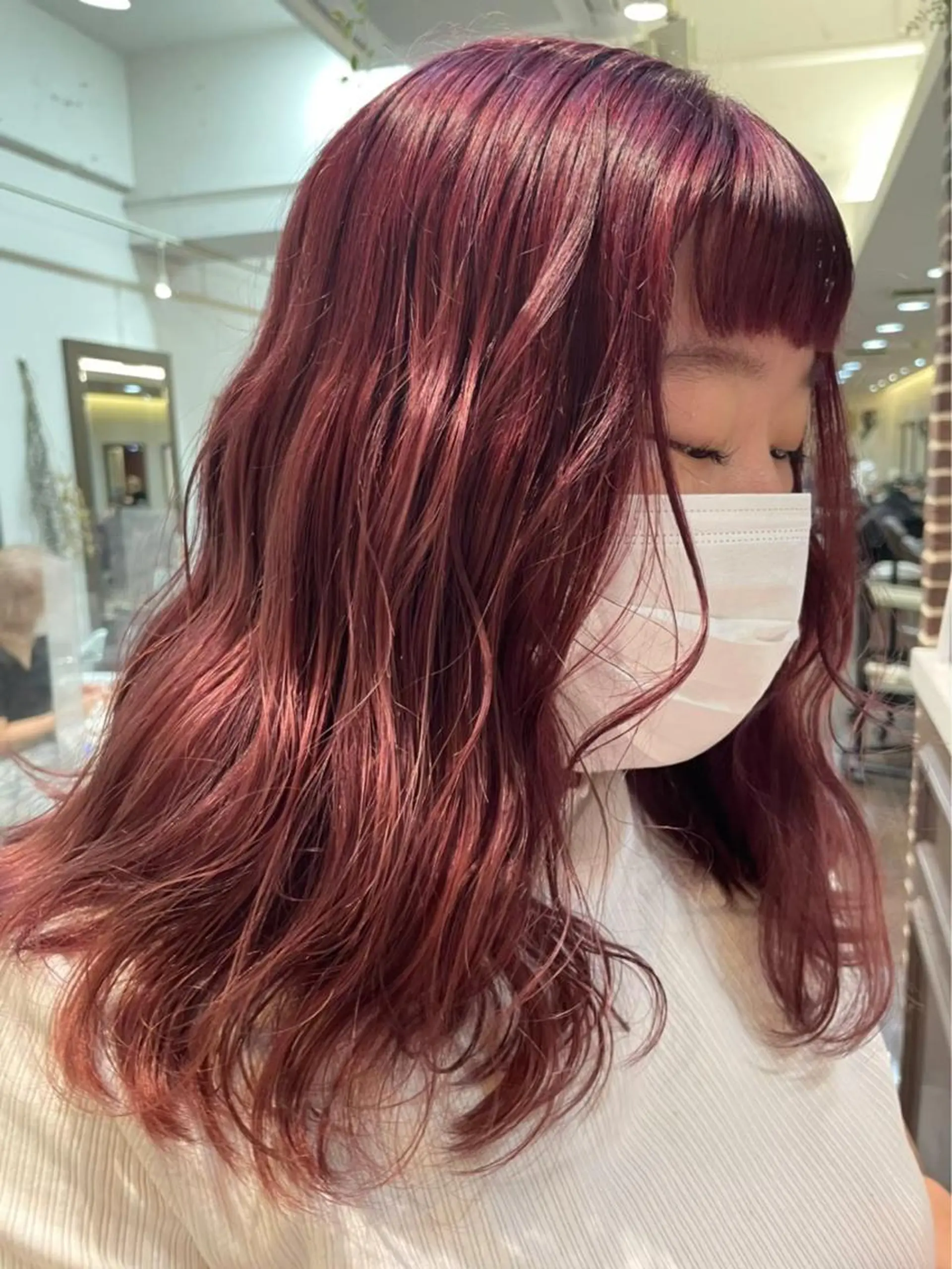 セミロング カラー セミロングパーマ ベージュカラー 黒髪 ブリーチ ブルーカラー 韓国レイヤー🇰🇷 🤍🎀honokaのヘアスタイル