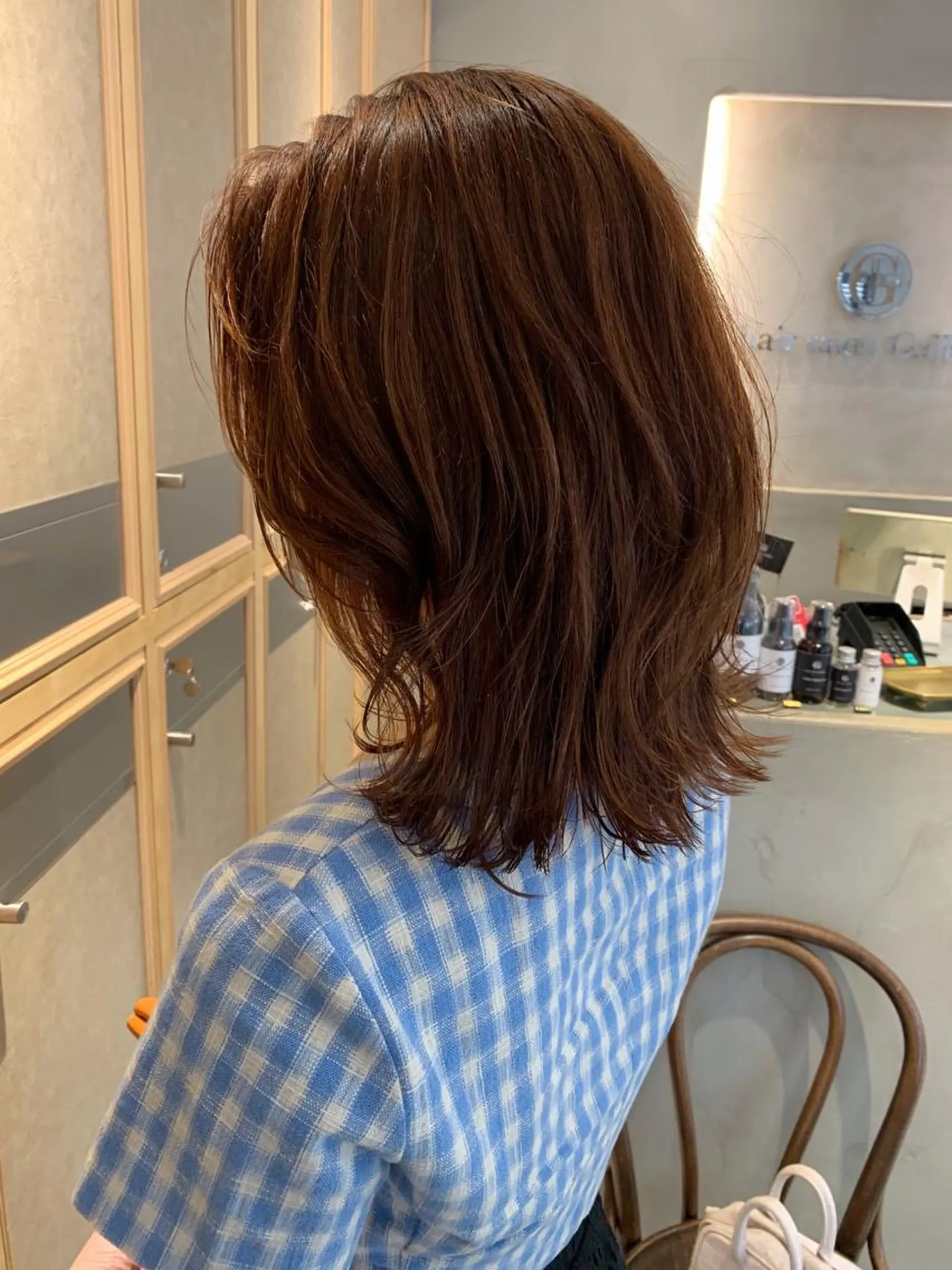 ミディアム カラー ブラウンカラー オレンジ オレンジブラウン TENELE所属・チバ タクミのヘアスタイル