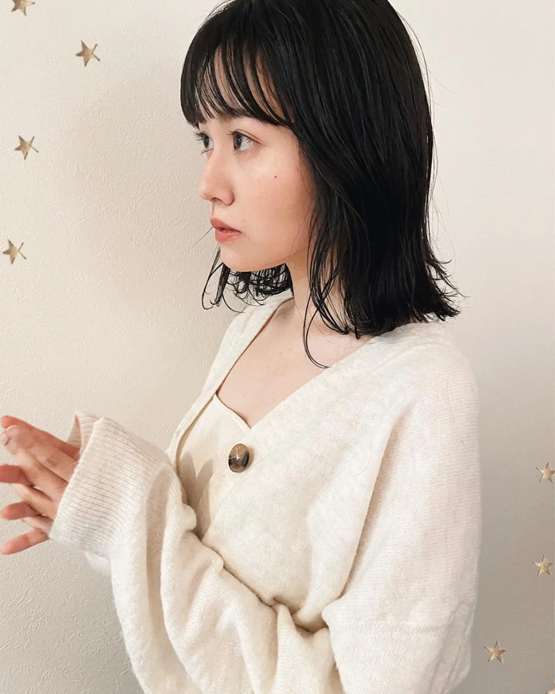 ミディアム カラー カット ヘアカラー 市川 千夏のヘアスタイル